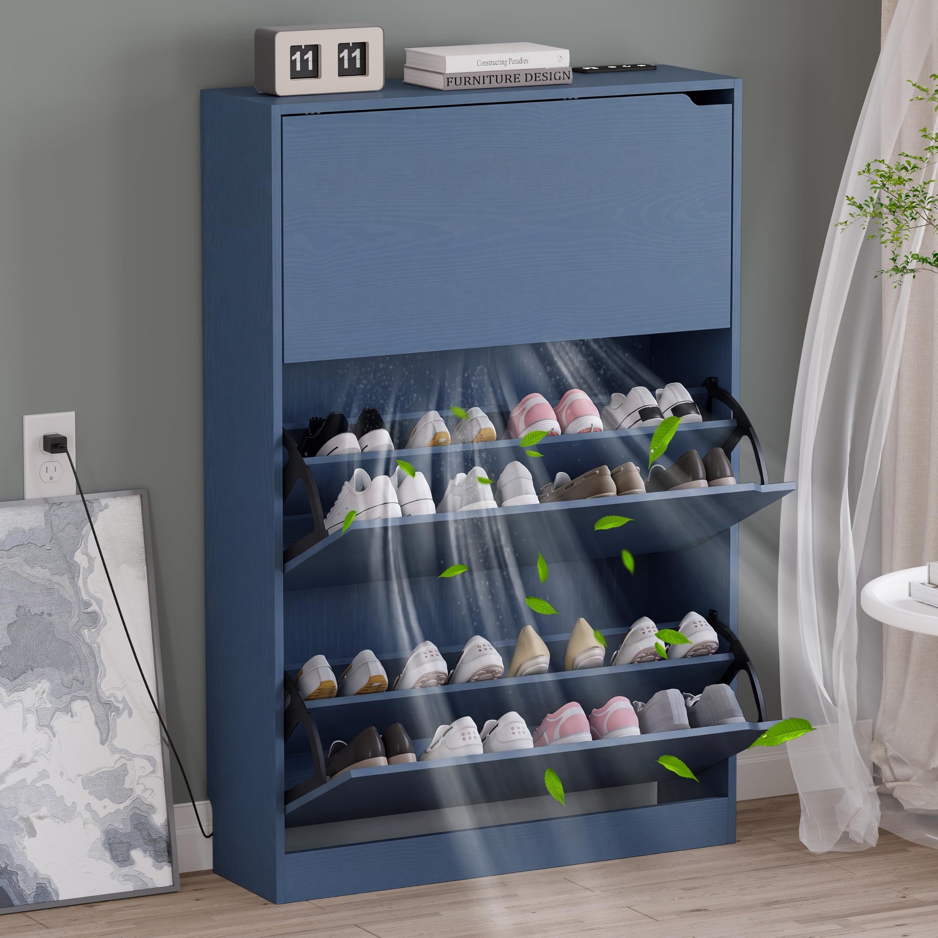 Shoe Cabinet with Odor Control and Back Panels