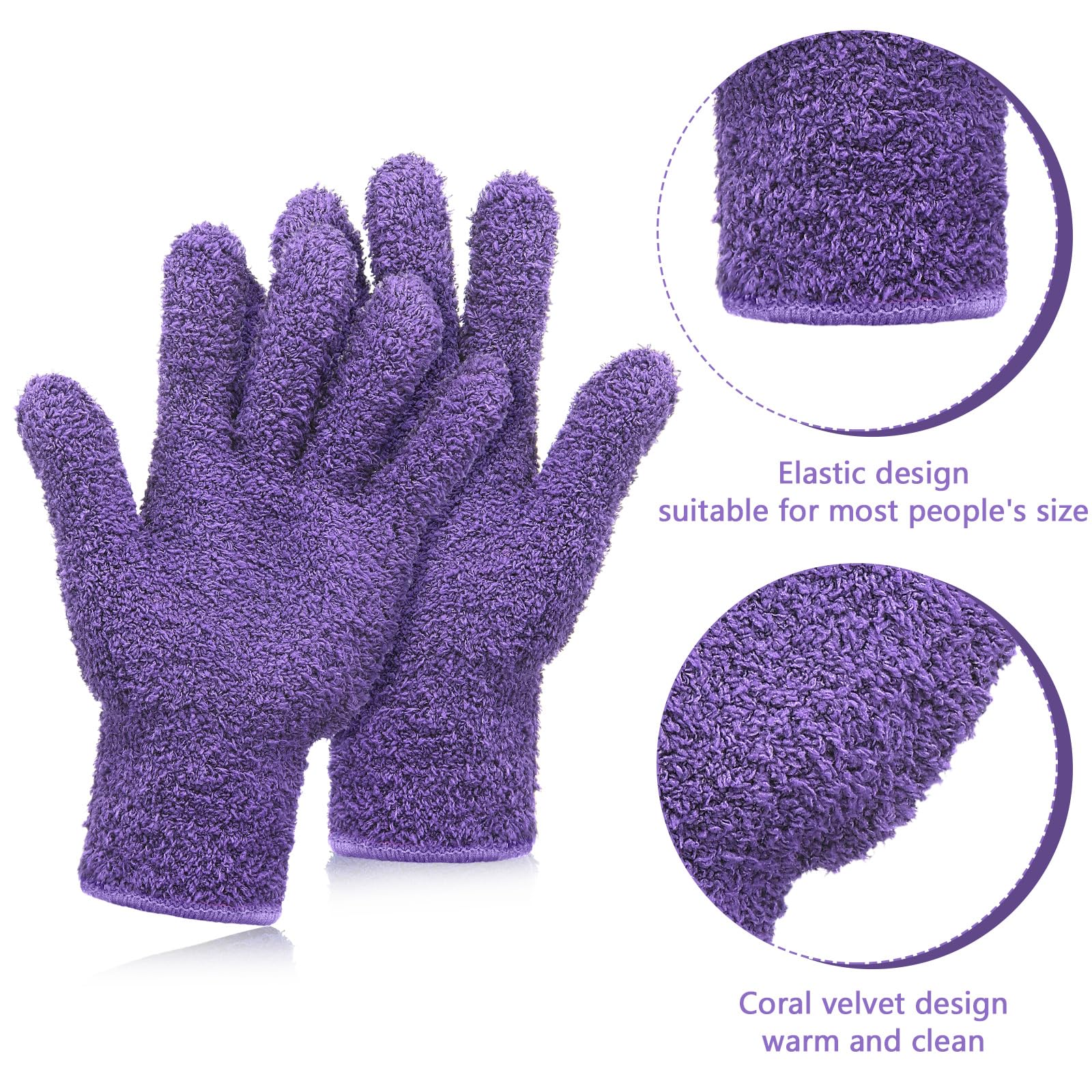 2 Pairs Microfiber Gloves for plants Dusting Cleaning Glove Mittens House Cars Blinds Dusting