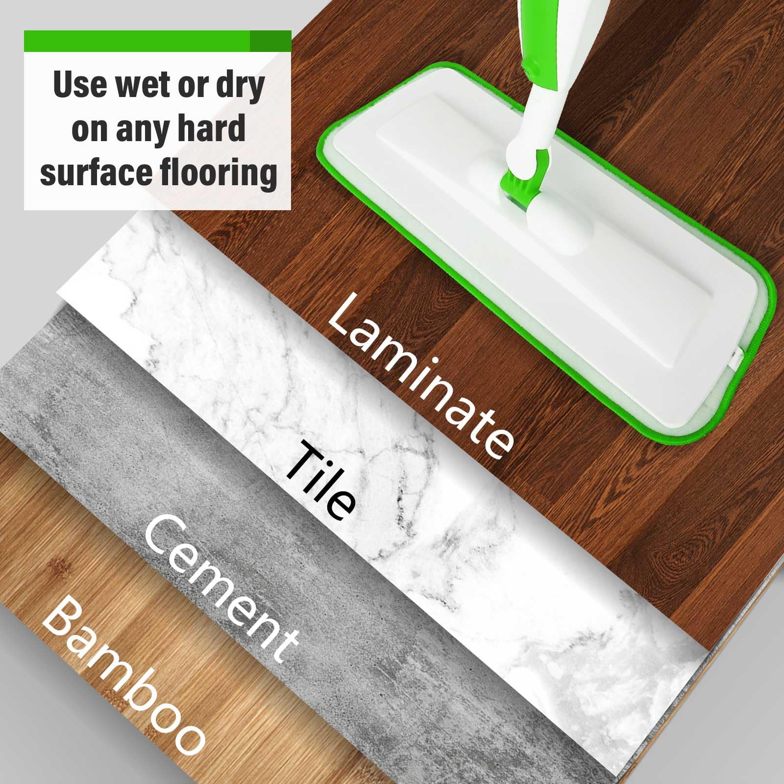 Wet Spray Mop for Floor Cleaning with 14 oz Bottle & 3 Microfiber Pads
