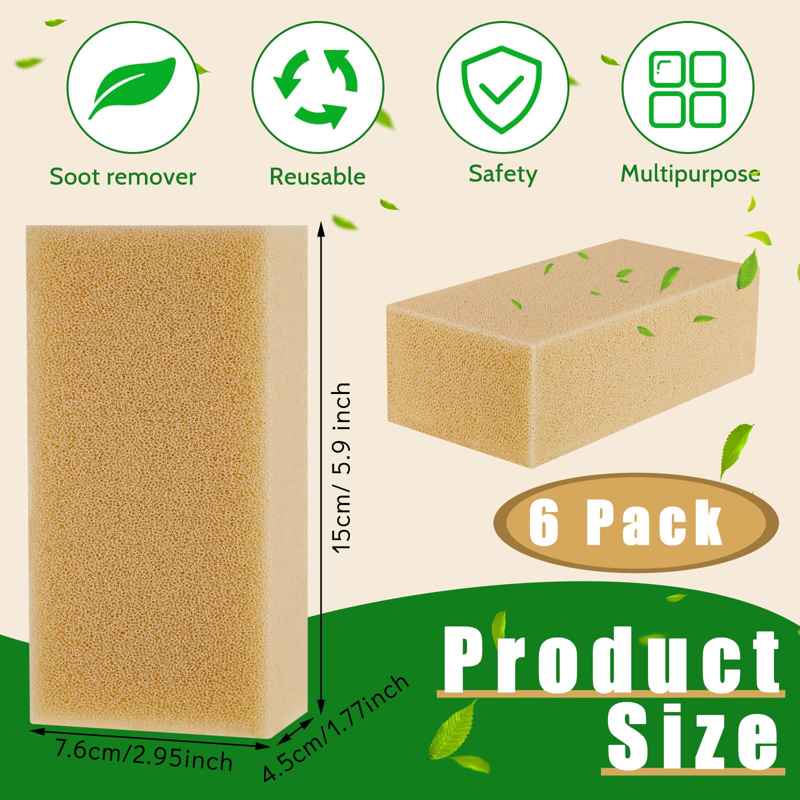 6 Pcs Reusable Soot Eraser Sponge for Dry Cleaning
