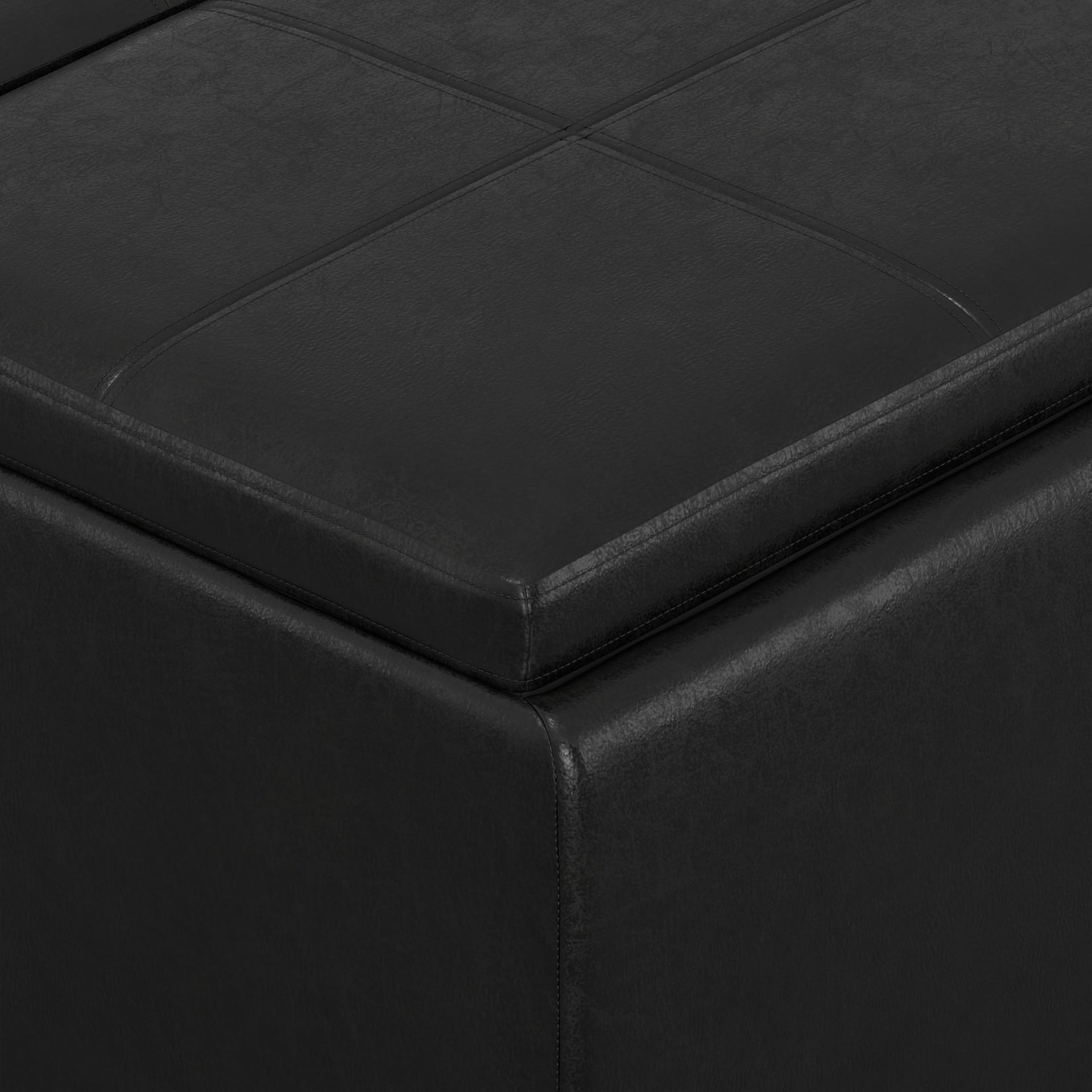 Avalon 42" Wide Linen Look Fabric Storage Ottoman in Slate Grey