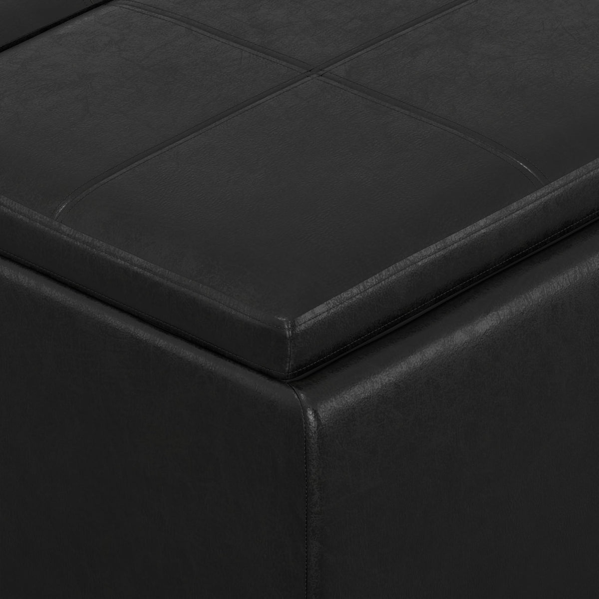 Avalon 42" Wide Linen Look Fabric Storage Ottoman in Slate Grey