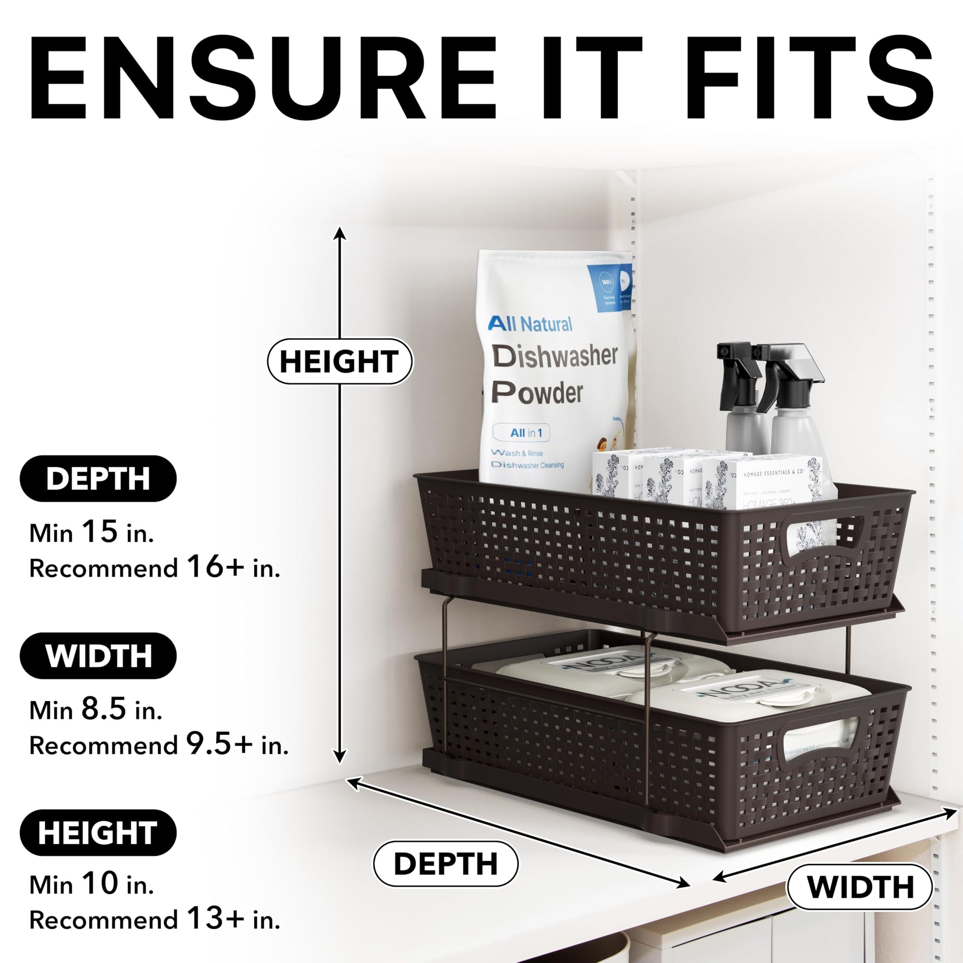 2 Tier Pull Out Sliding Drawer Under Sink Storage