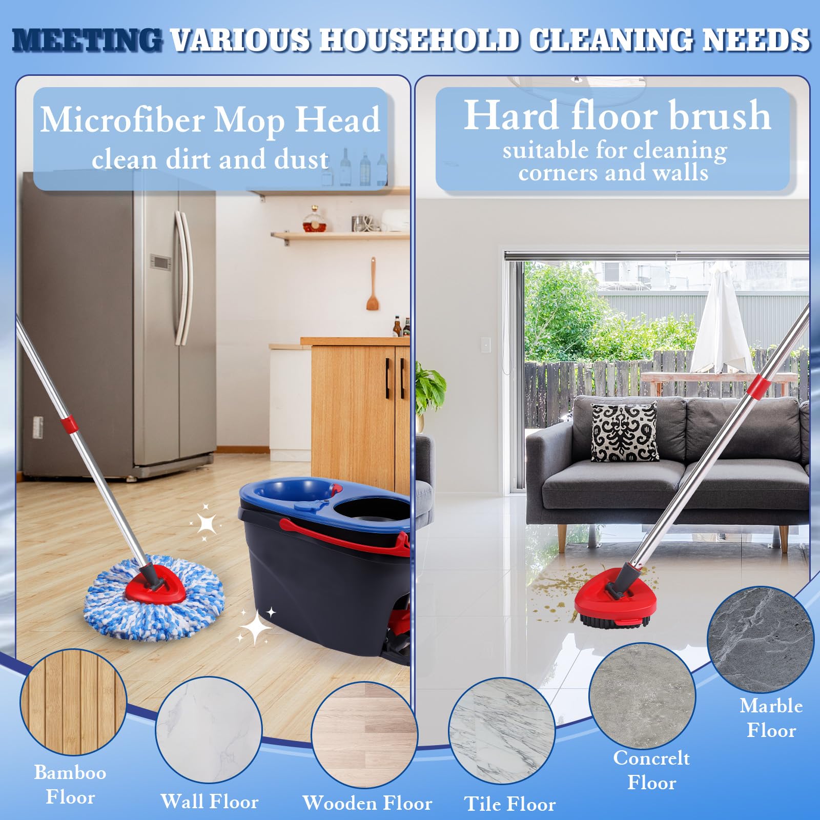 4 Packs Spin Mop Replacement Heads Compatible with Ocedar RinseClean 2 (7 Count) - ModHome Supplies