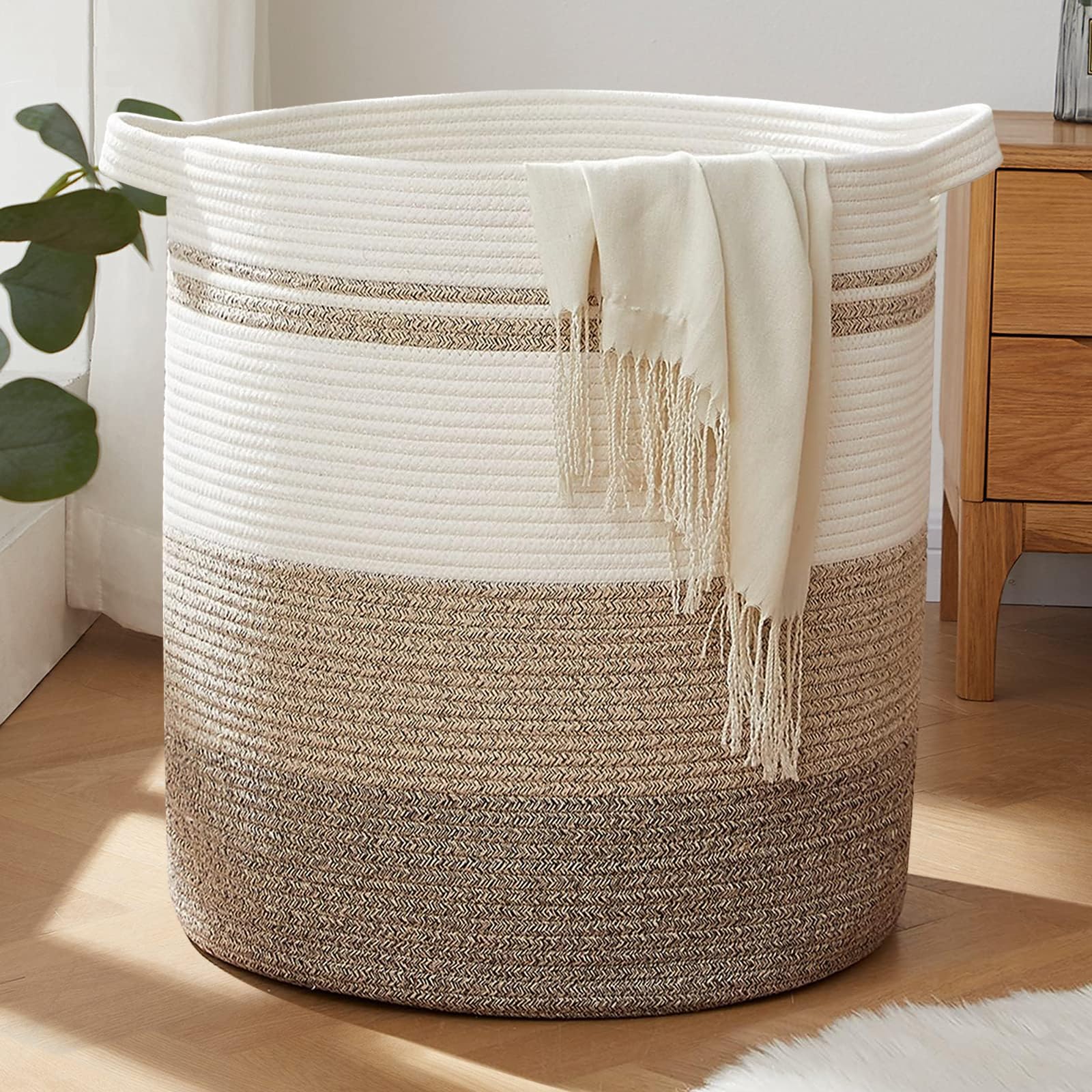 80L Laundry Basket Laundry Hamper Nursery Hamper White&Gray