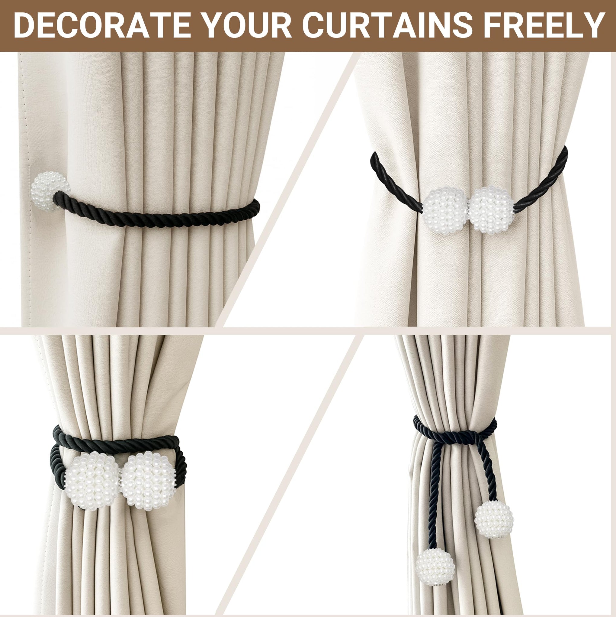 Magnetic Curtain Tiebacks Black 2pcs (2 Count)