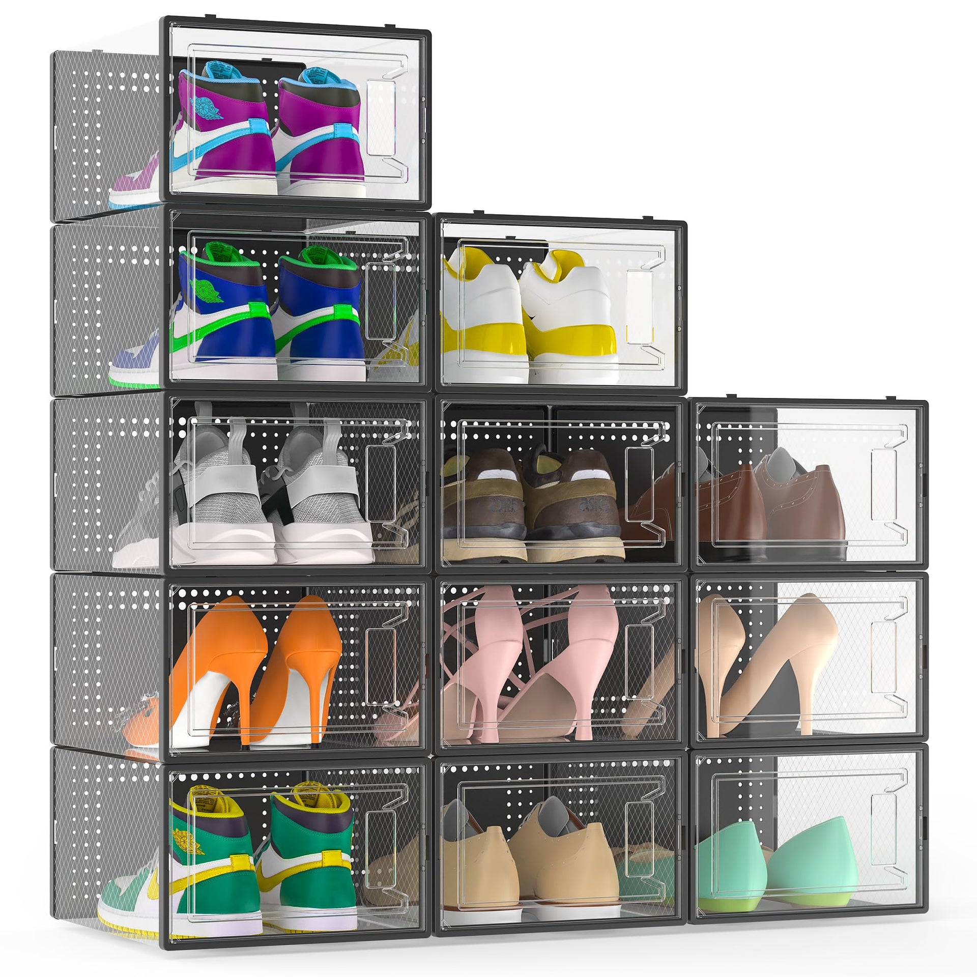 12 Pack Large Shoe Organizer Storage Boxes for Closet (12 Count)