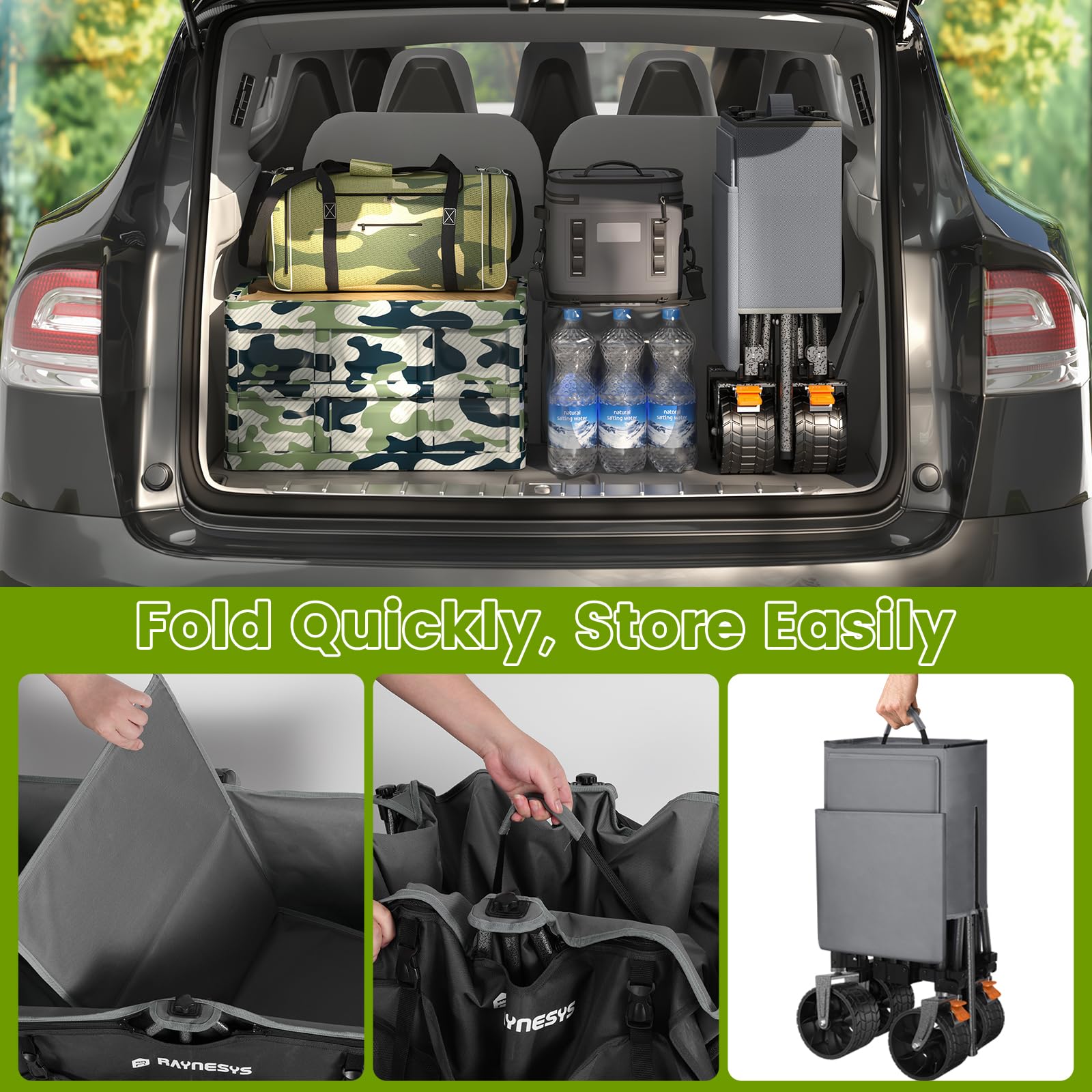 300L Collapsible Wagons Cart with Wheels Foldable