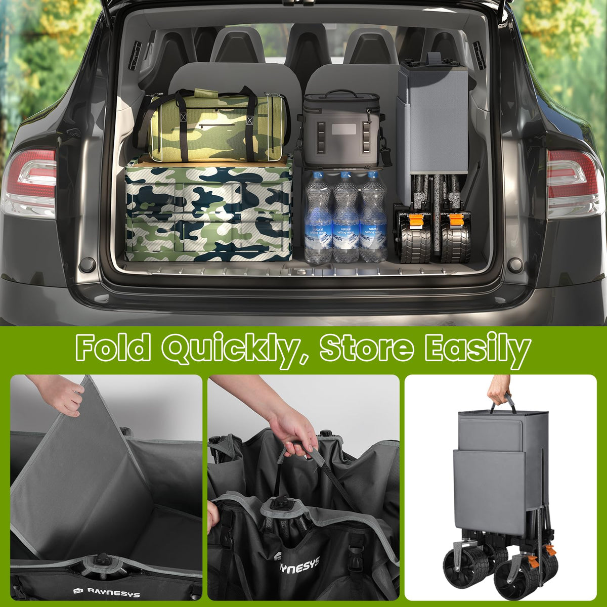 300L Collapsible Wagons Cart with Wheels Foldable