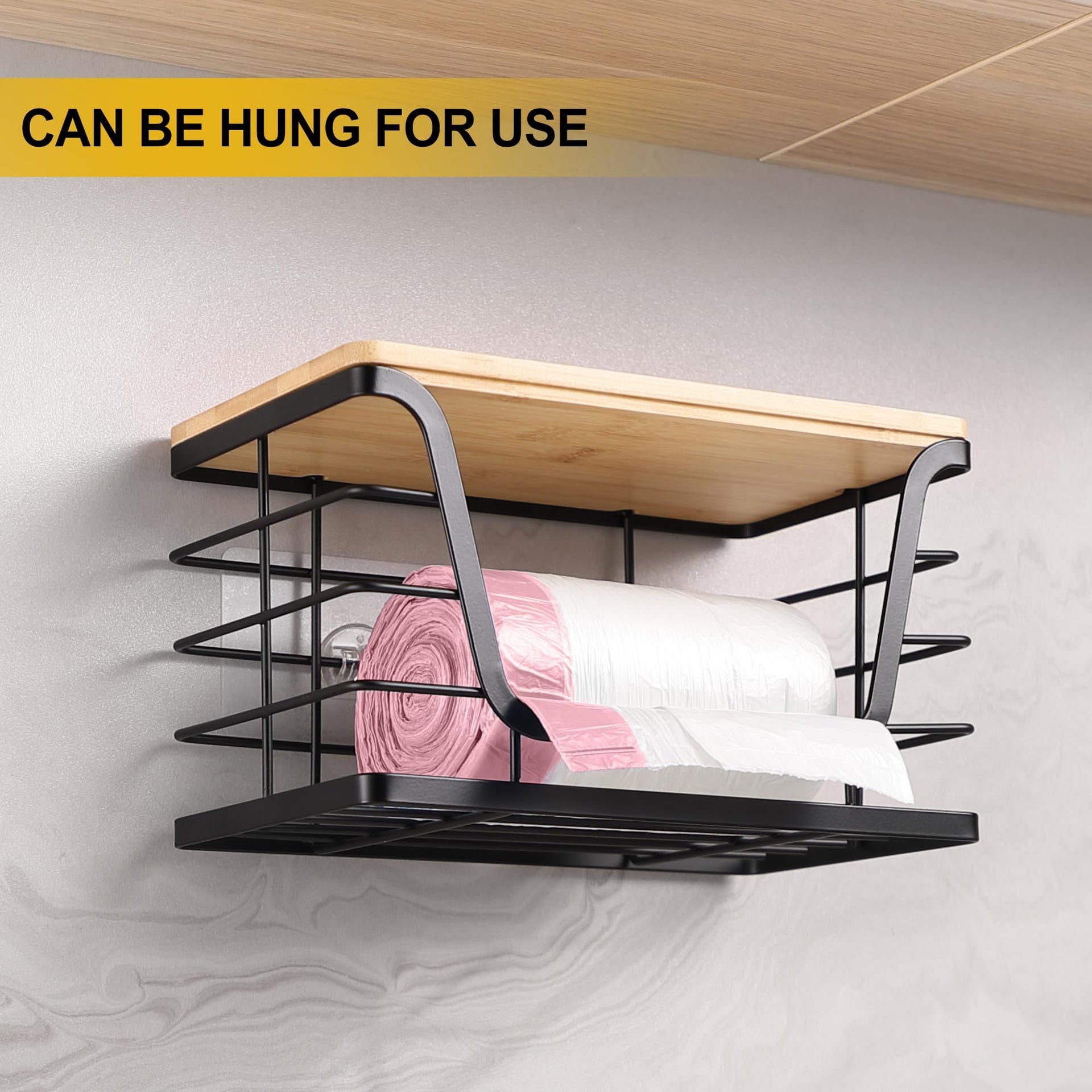 2 Pack Storage Stackable Kitchen Laundry Organizers with Bamboo Top (2 Count)