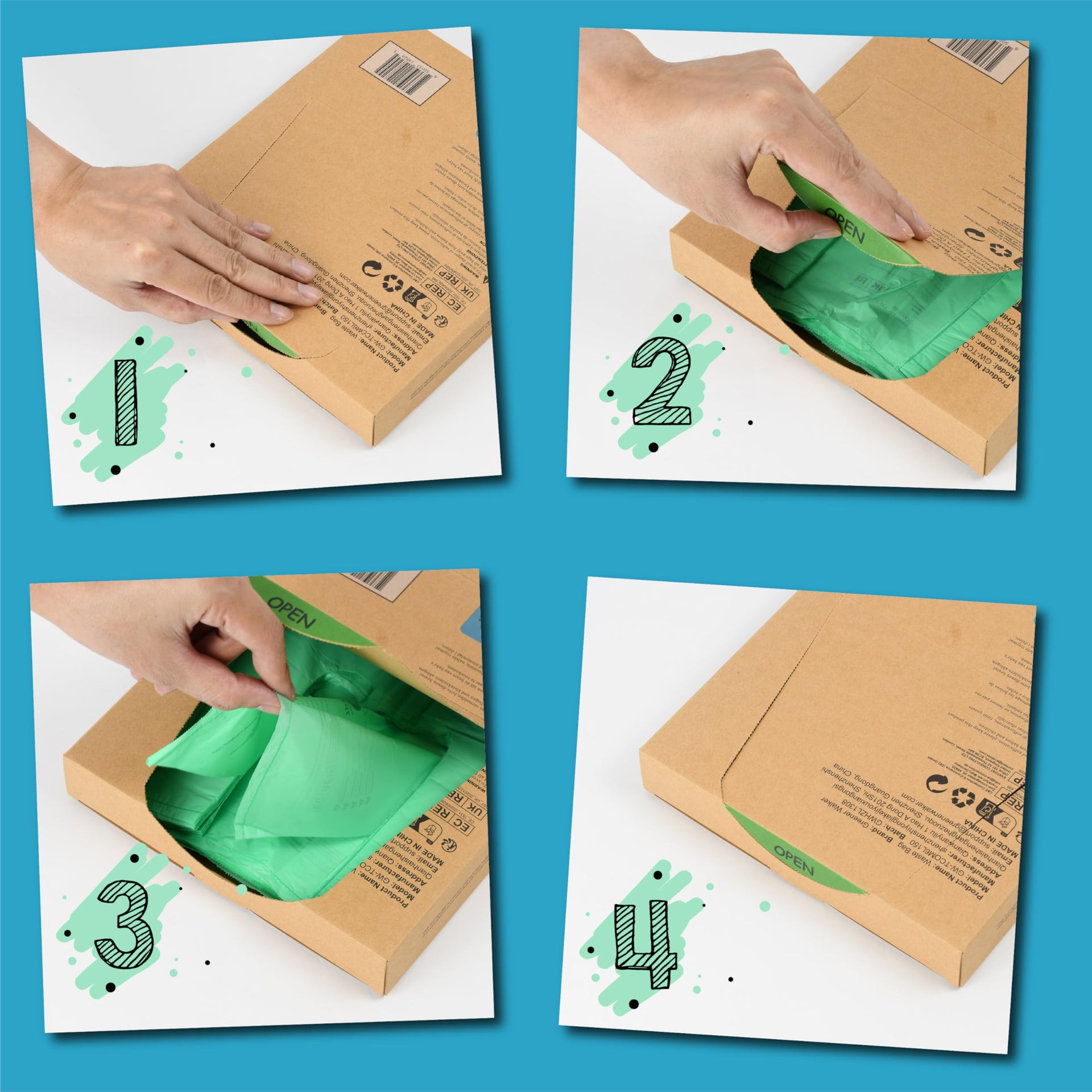 100% Compostable Trash Bags with Tie Handles (150 Count)