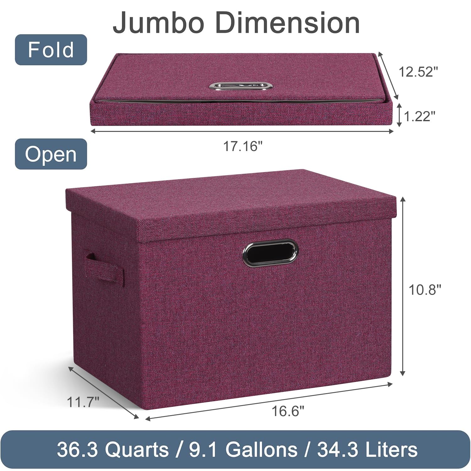 Storage Bins with Lids Fabric Closet Organizers Cubes Office Organization (3 Count)