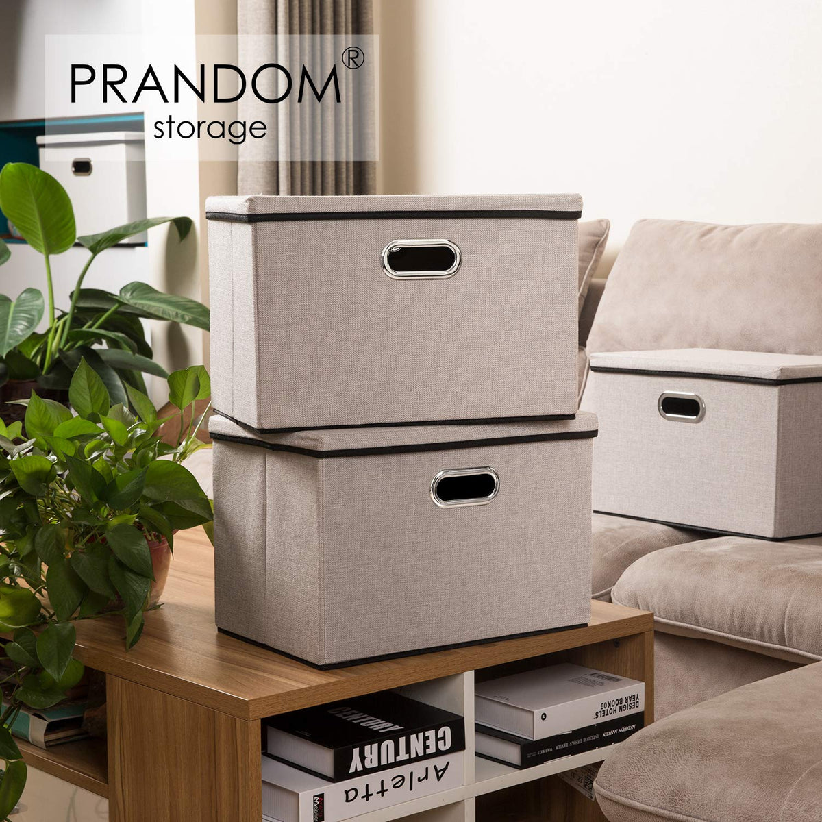 Large Foldable Storage Bins with Lids [3 (3 Count)