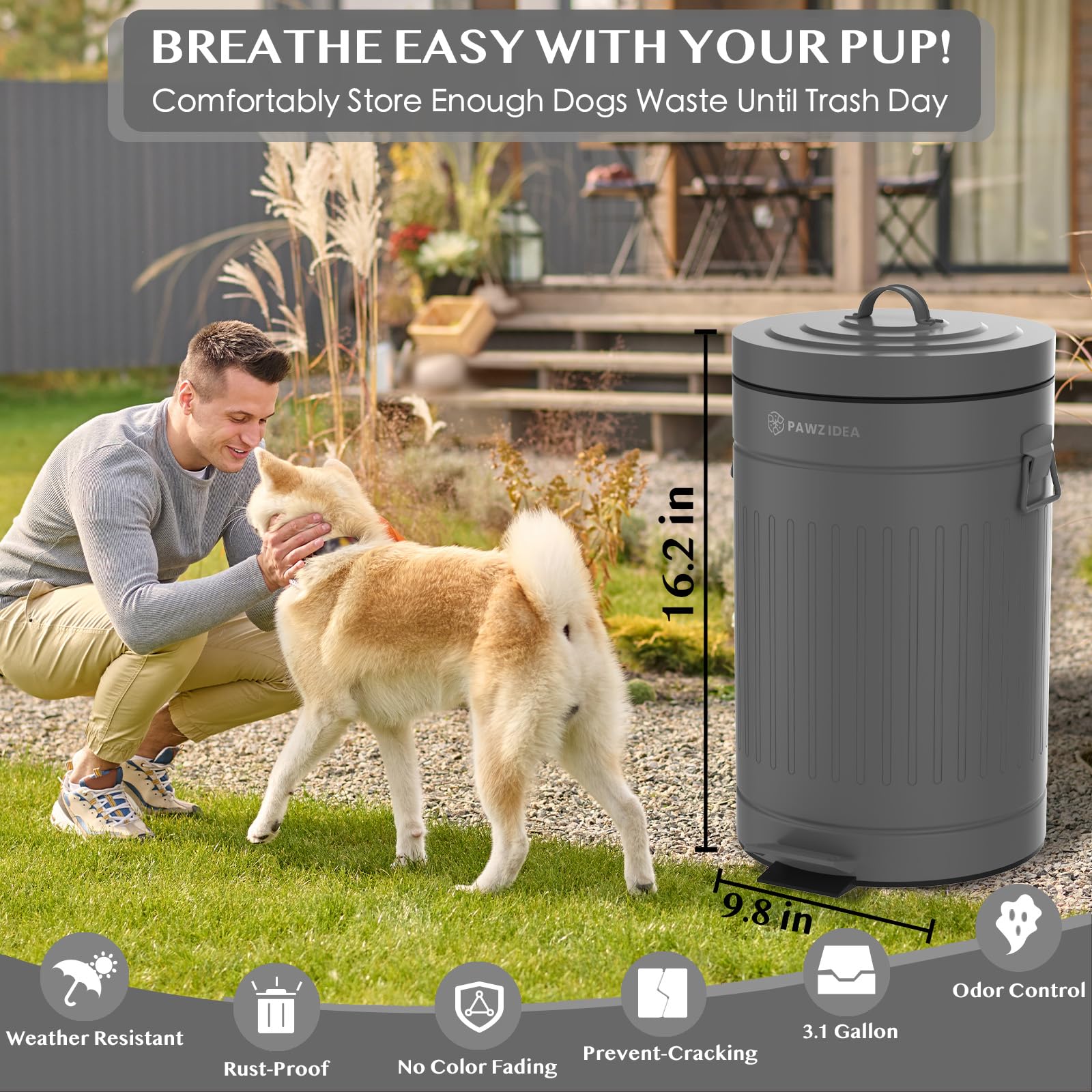 Dog Poop Trash Can Outside Odor Control