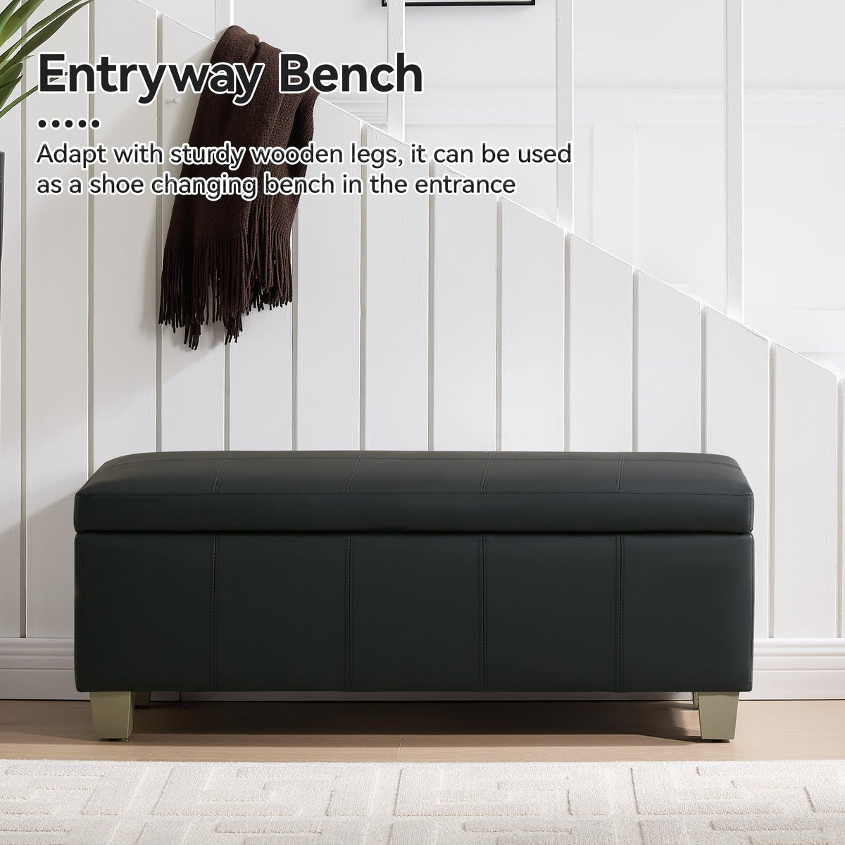 41" Faux Leather Storage Ottoman
