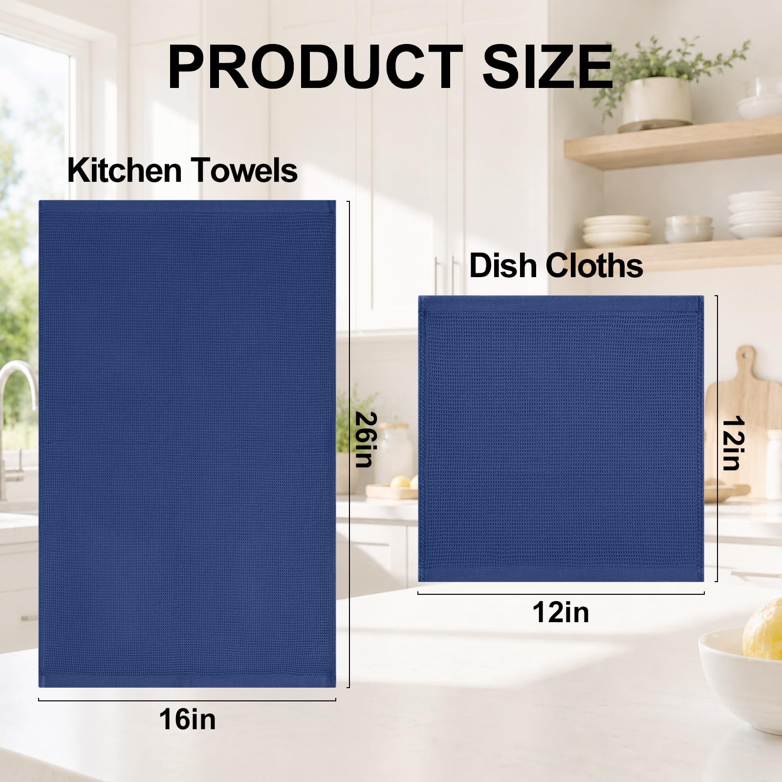 100% Cotton Kitchen Towels and Dishcloths Set (8 Count)