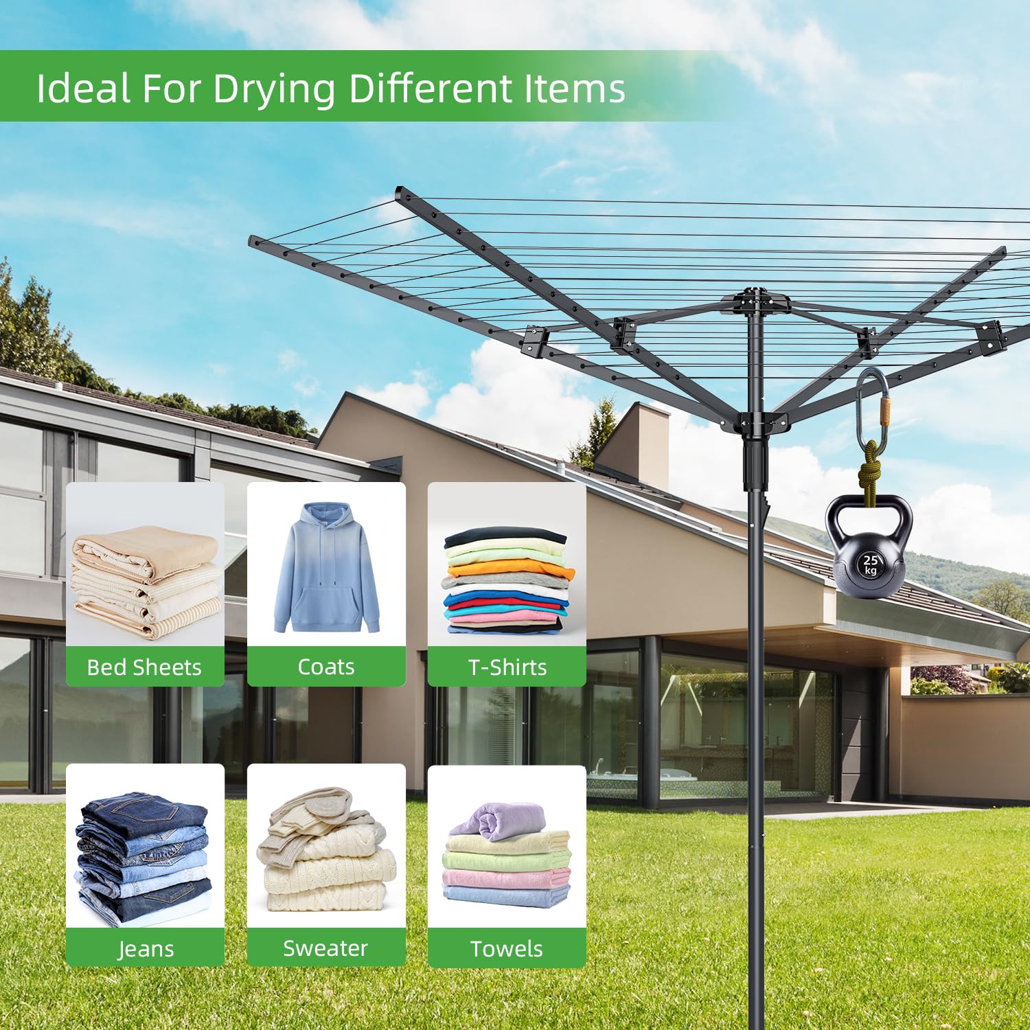 Heavy Duty Outdoor Umbrella Clothesline