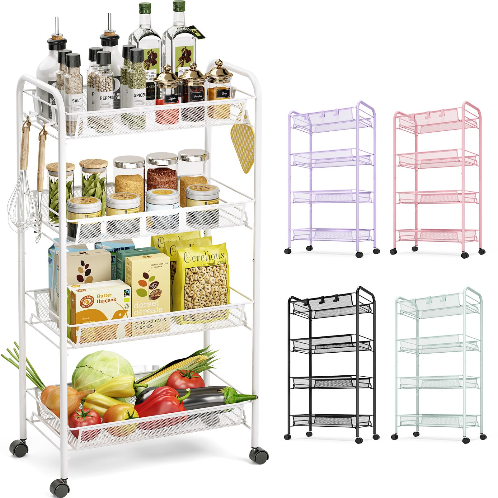 4 Tier Rolling Cart (4 Count)