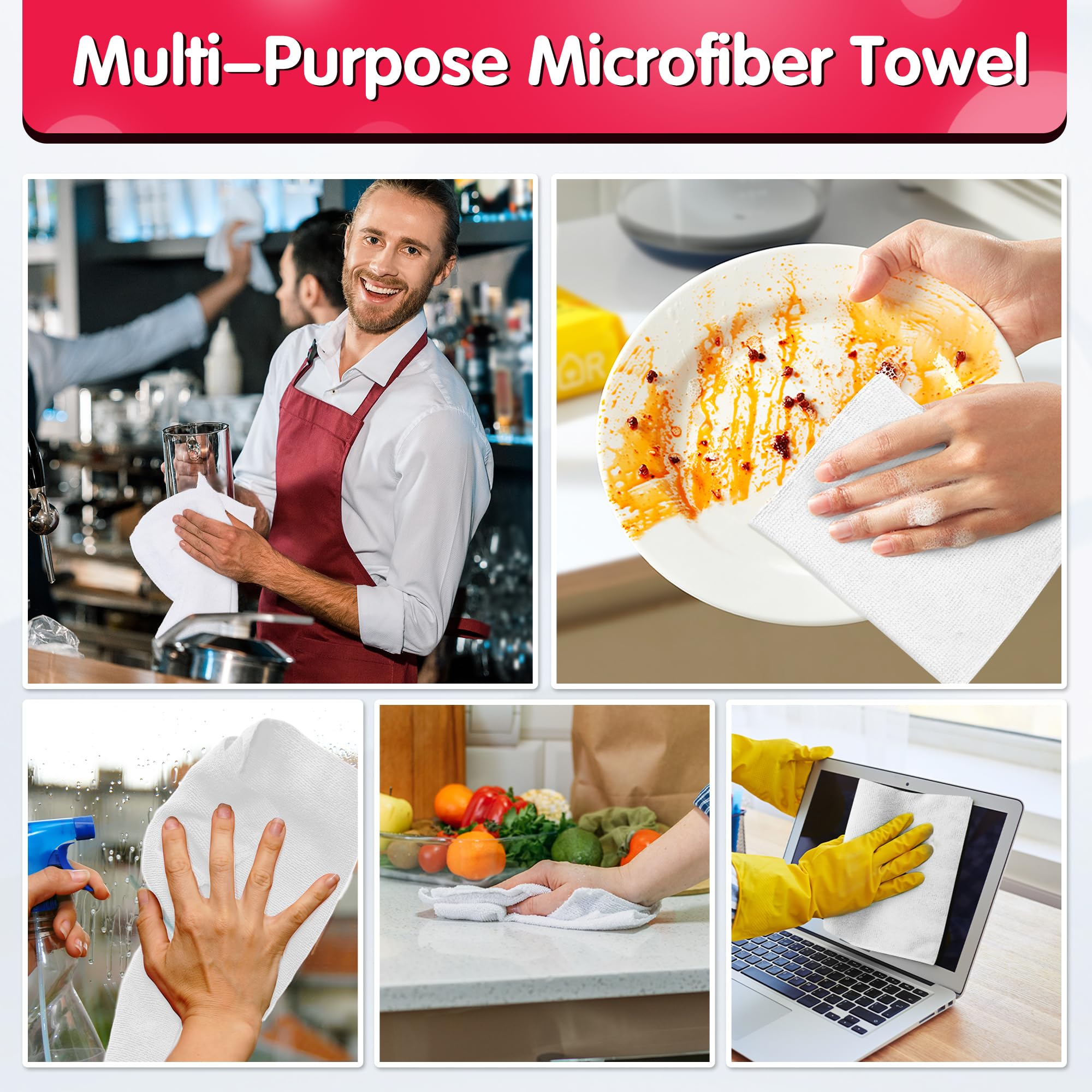 White Microfiber Cleaning Cloth (50 Count)