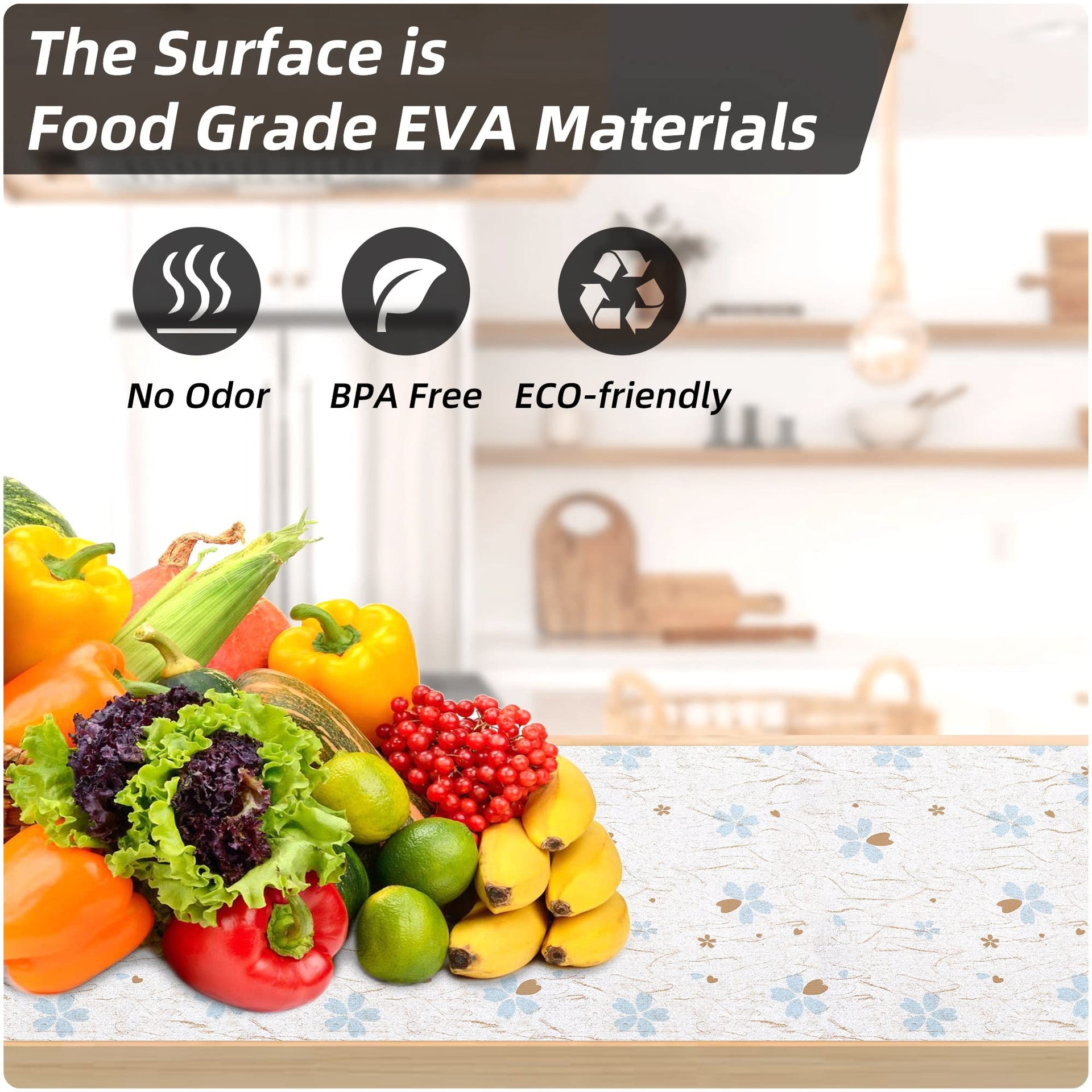 Cabinets Liners 18" W x 96" L Shelf Liner for Kitchen Cabinets Non Adhesive Kitchen Drawer Liner (12 Sq Ft)