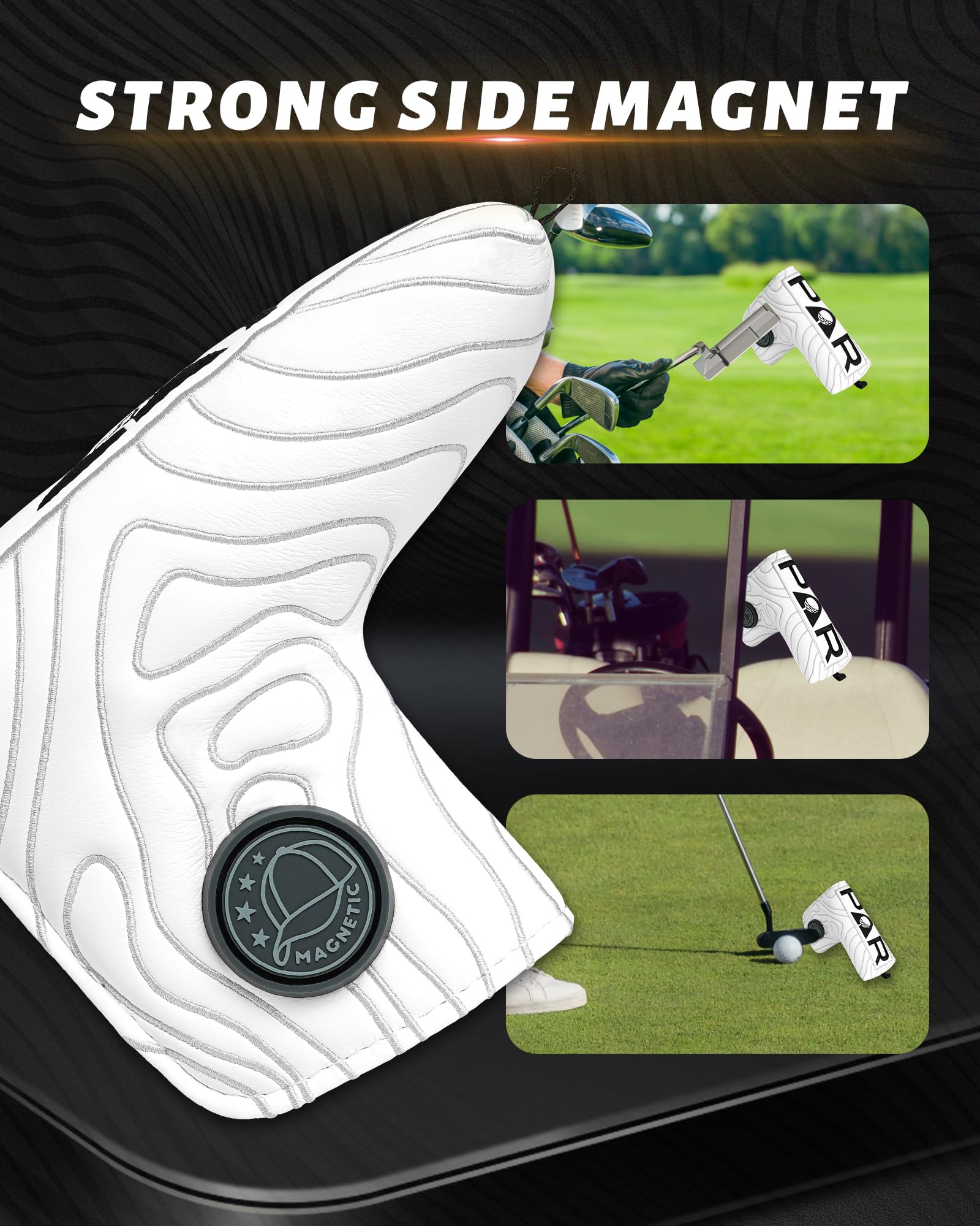 Golf Blade Putter Cover Headcover Club Protector Par Putter Head Covers Magnetic Bar Closure for Scotty Cameron Taylormade Odyssey White Color