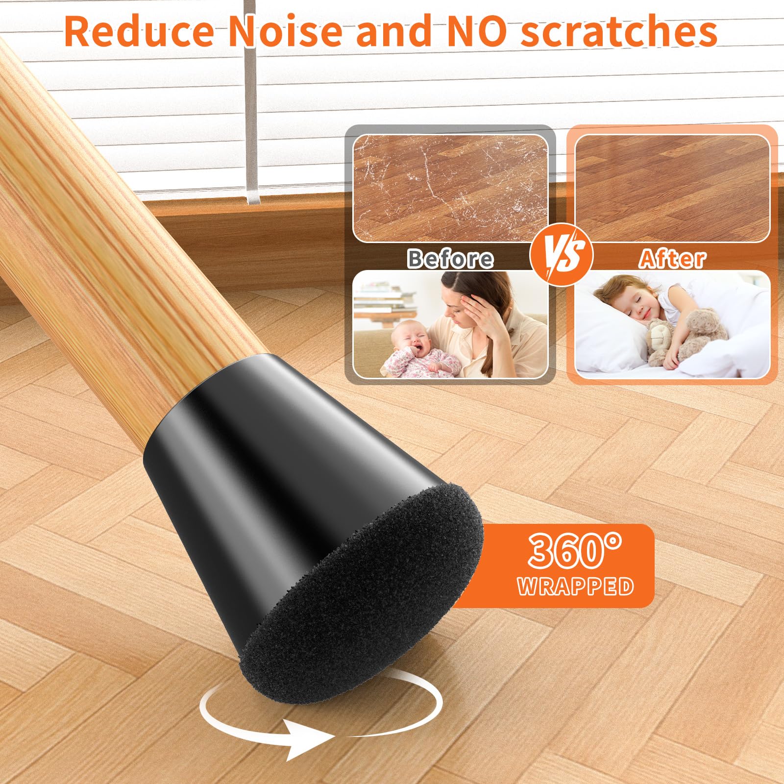 Round Chair Leg Floor Protectors for Hardwood Floors Small 24pcs (24 Count)