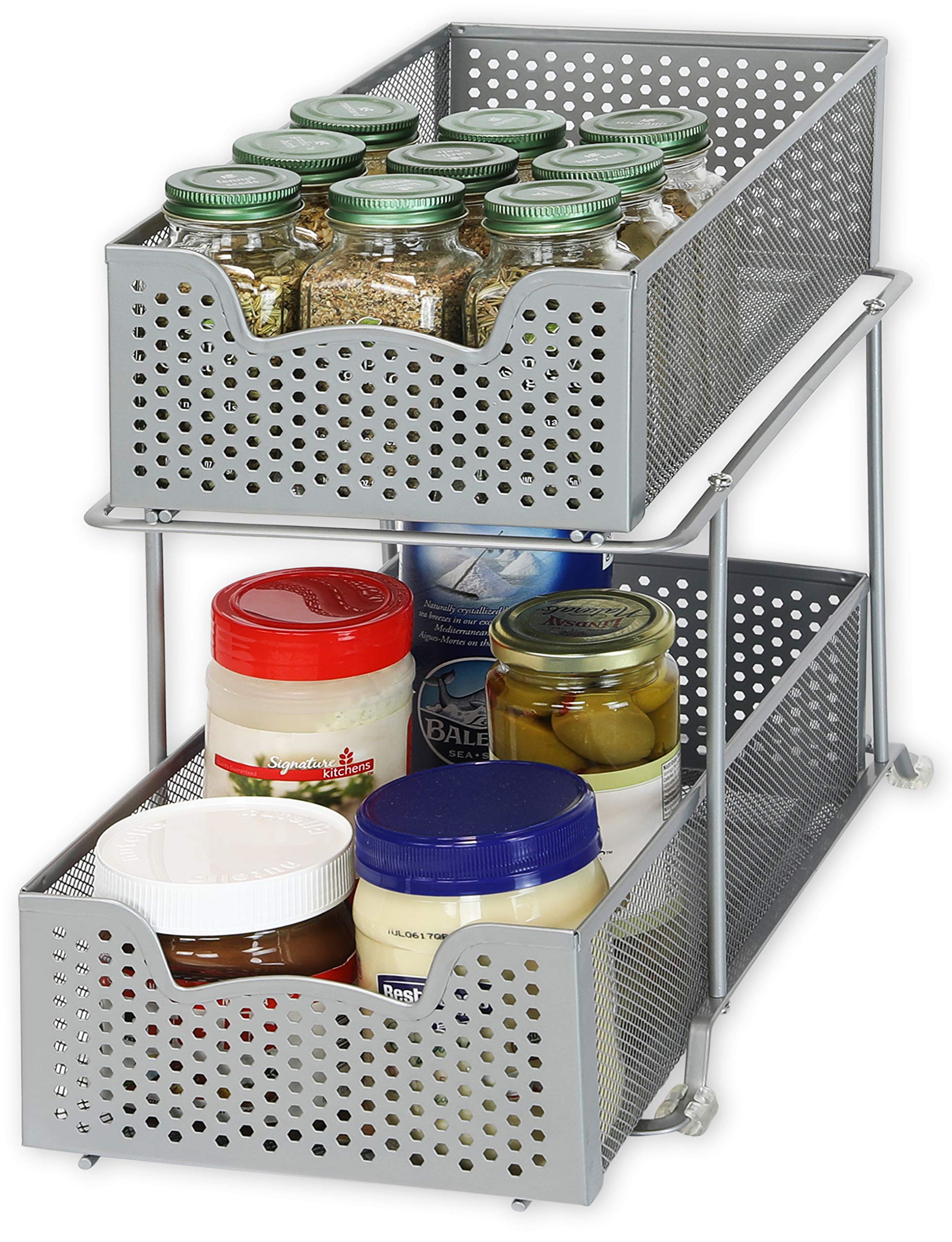 2 Tier Sliding Cabinet Basket Organizer Drawer (2 Count)