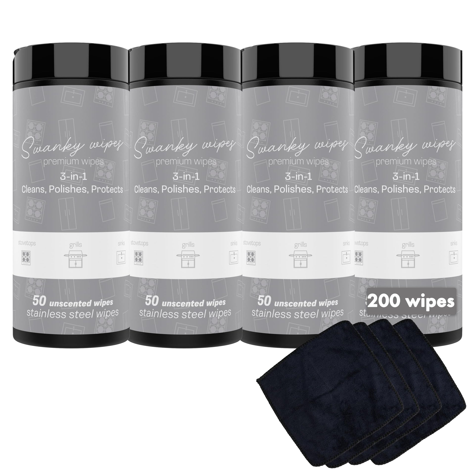 Swanky Stainless Steel Cleaner Wipes (200 Count)