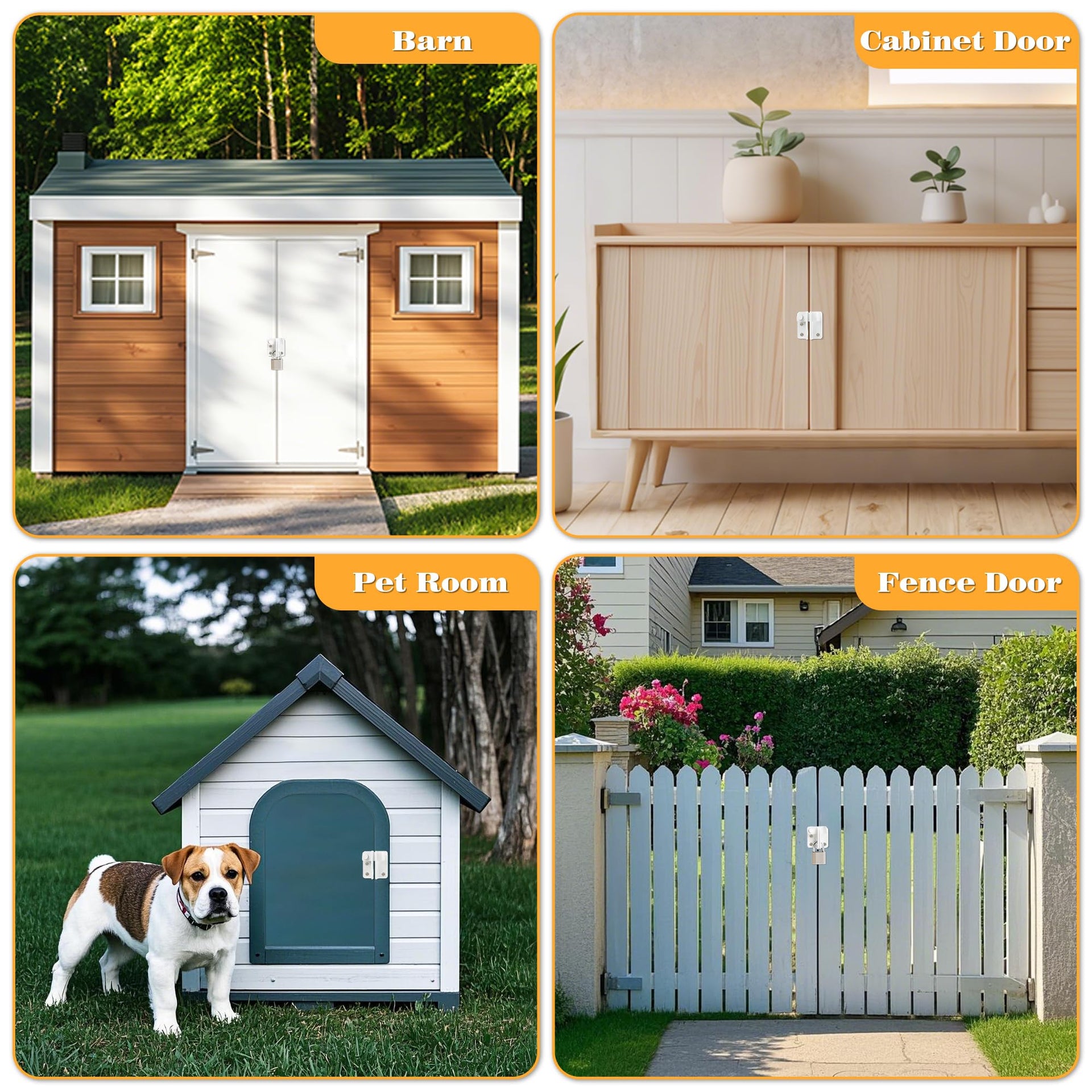 Flip Latch Gate Latch White Shed Lock Shed Latch Barn Door Lock Locking Latches for Barn Fence Cabinet Garden Garage Window Pet Dog Cage