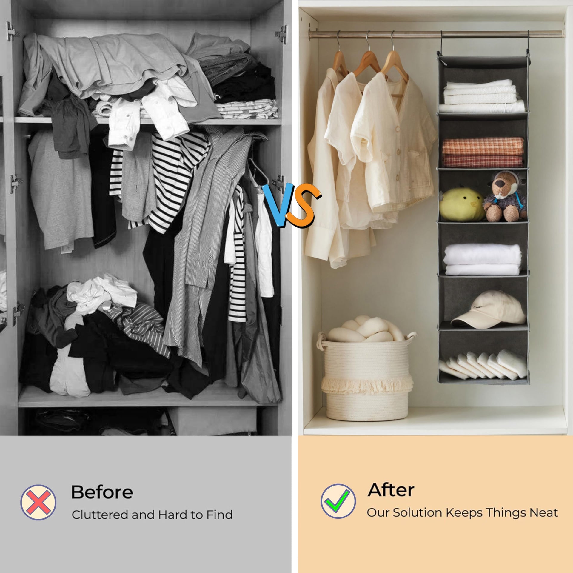 6 Tier Shelf Hanging Closet Organizer