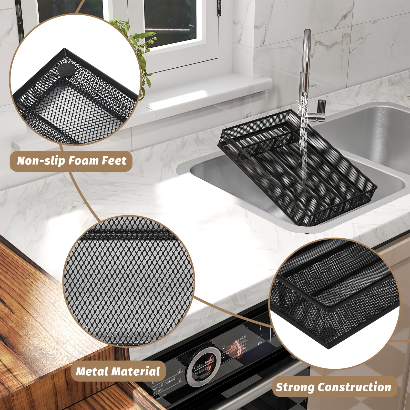 mesh silverware tray for drawer