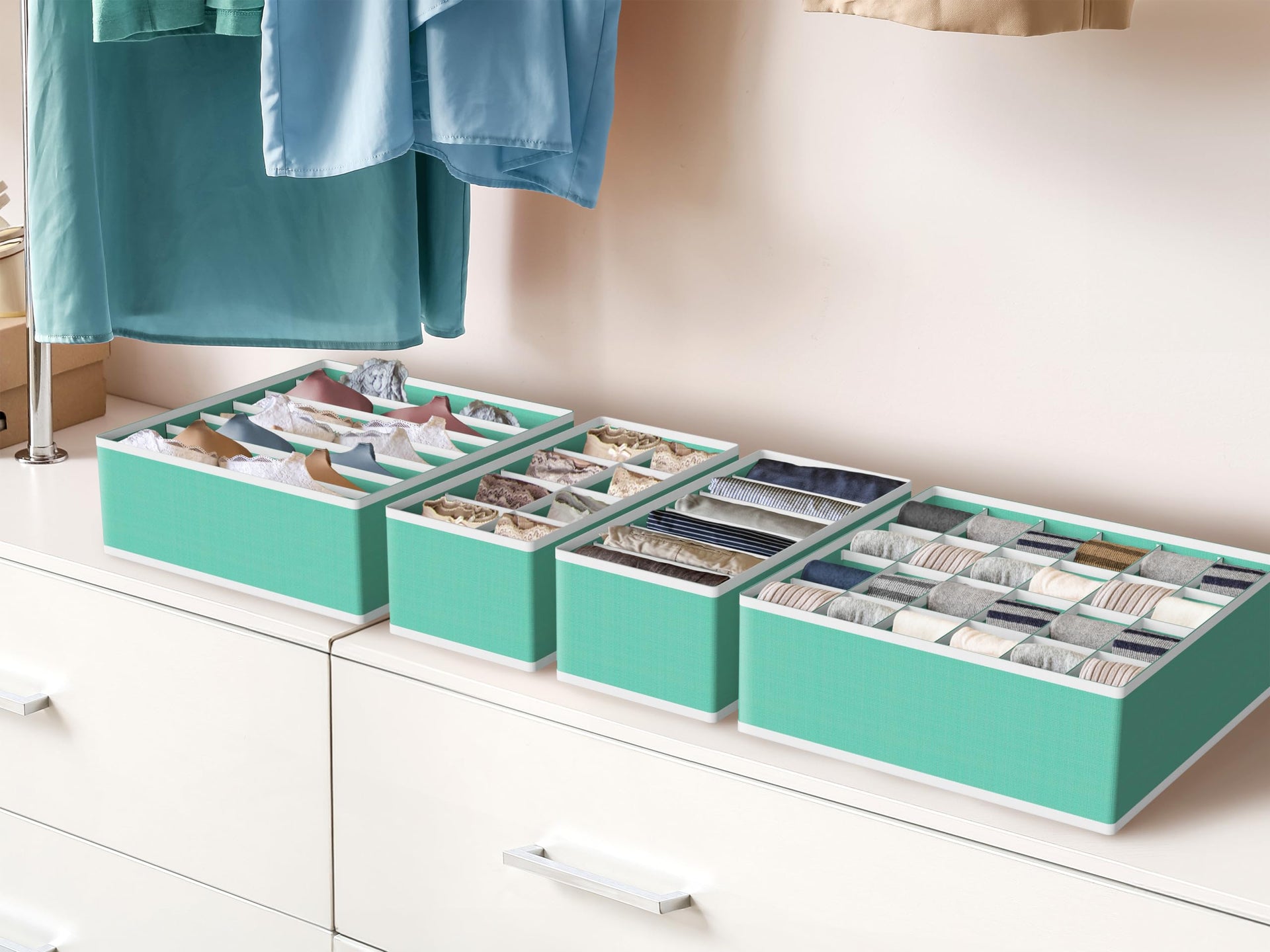 4 Pack Drawer Organizer Set for Underwear (4 Count)