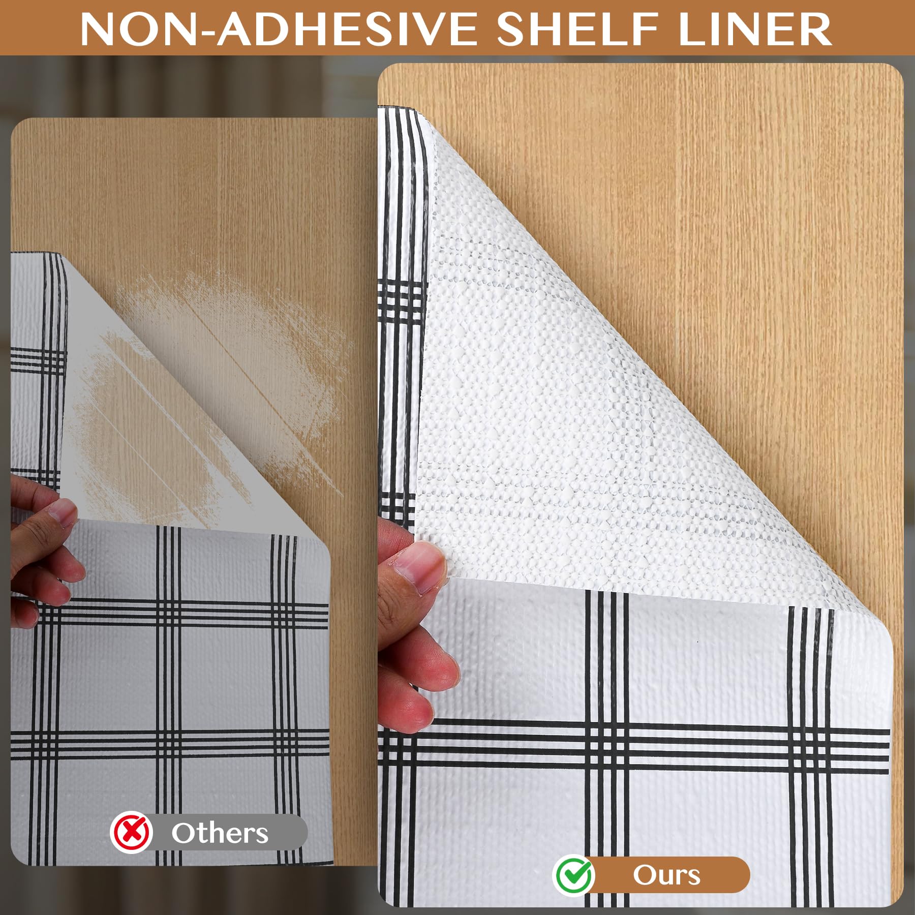 Non Adhesive Shelf and Drawer Liner for Kitchen Cabinets