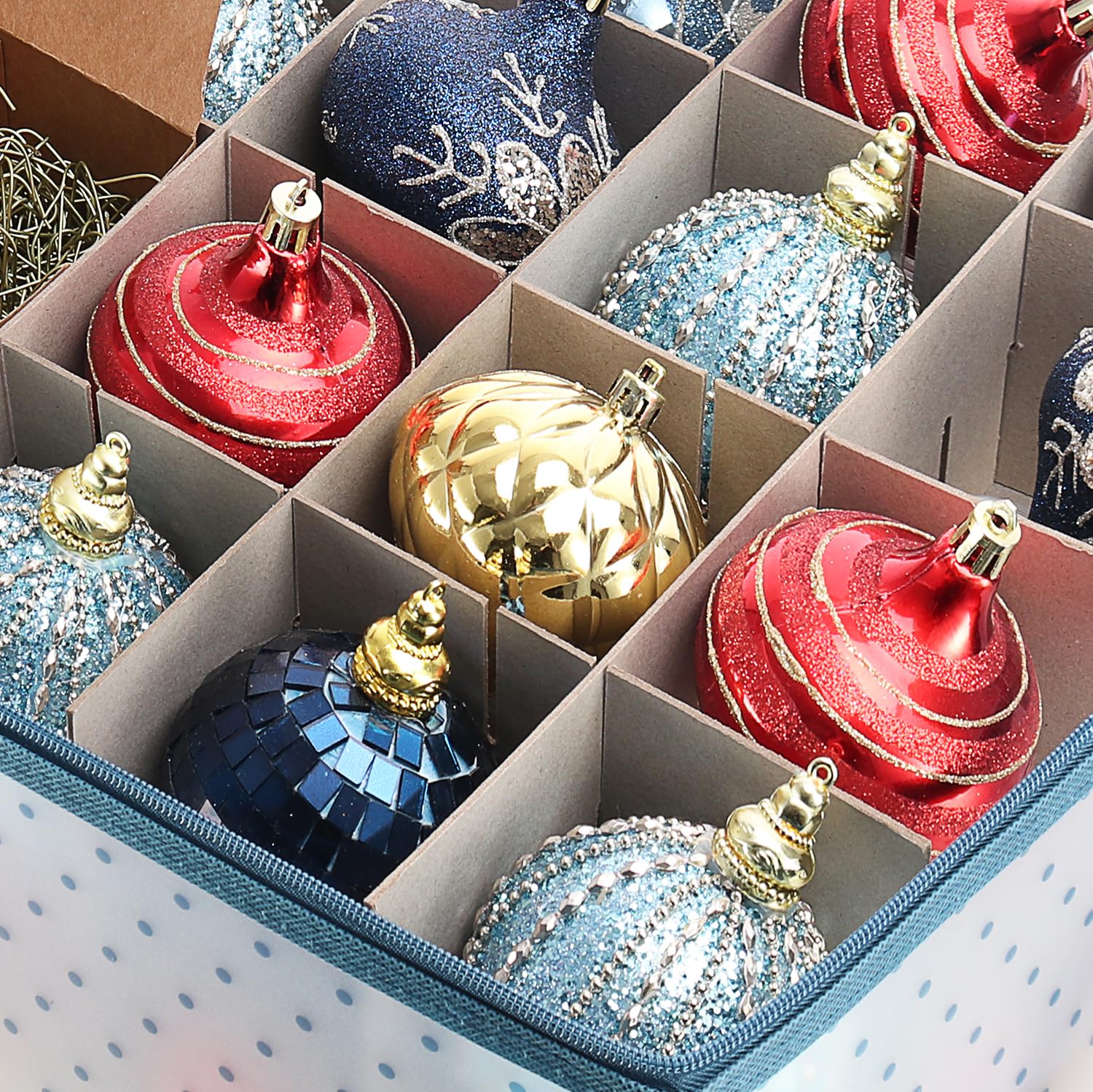 Christmas Ornament Storage Box With 4 Inner Tray Dividers