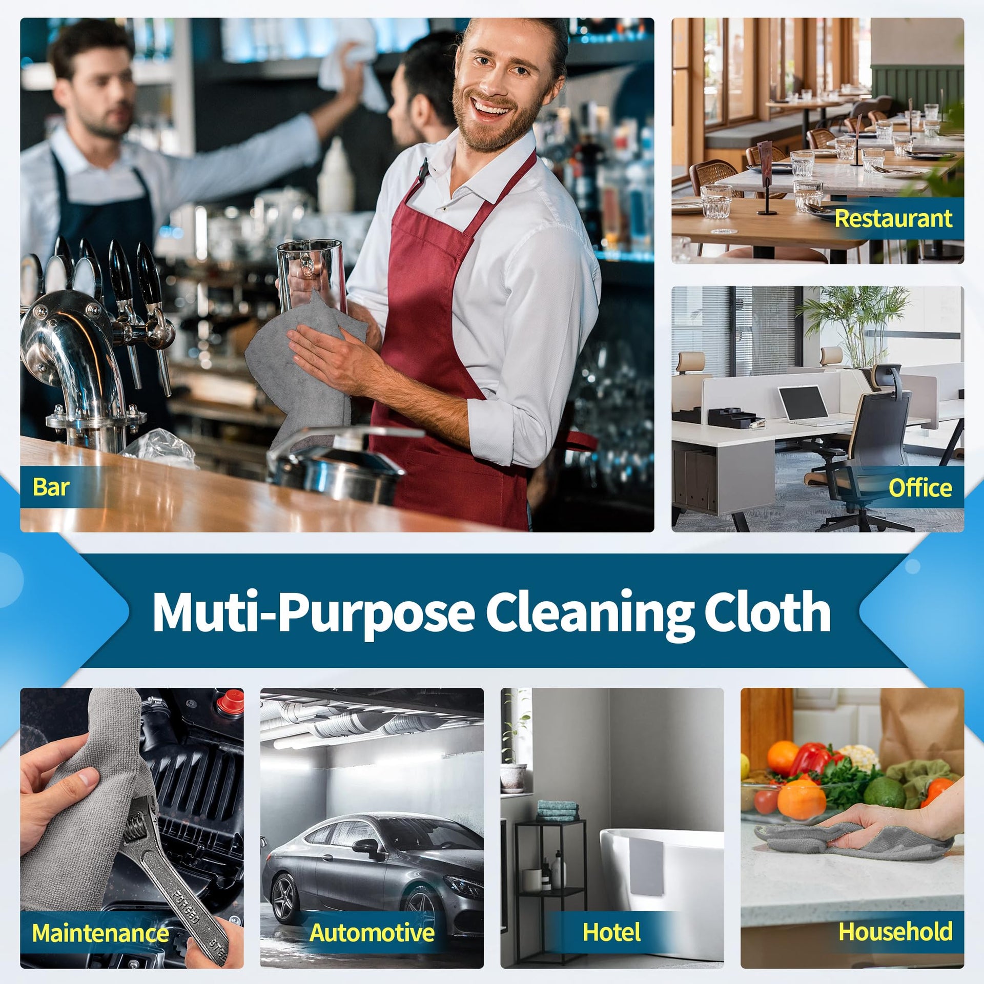 Grey Microfiber Cleaning Cloth (8 Count)