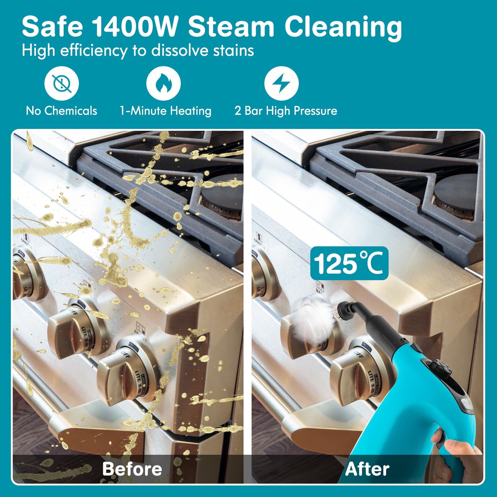Handheld MultiPurpose Steam Cleaner with 17 Pieces