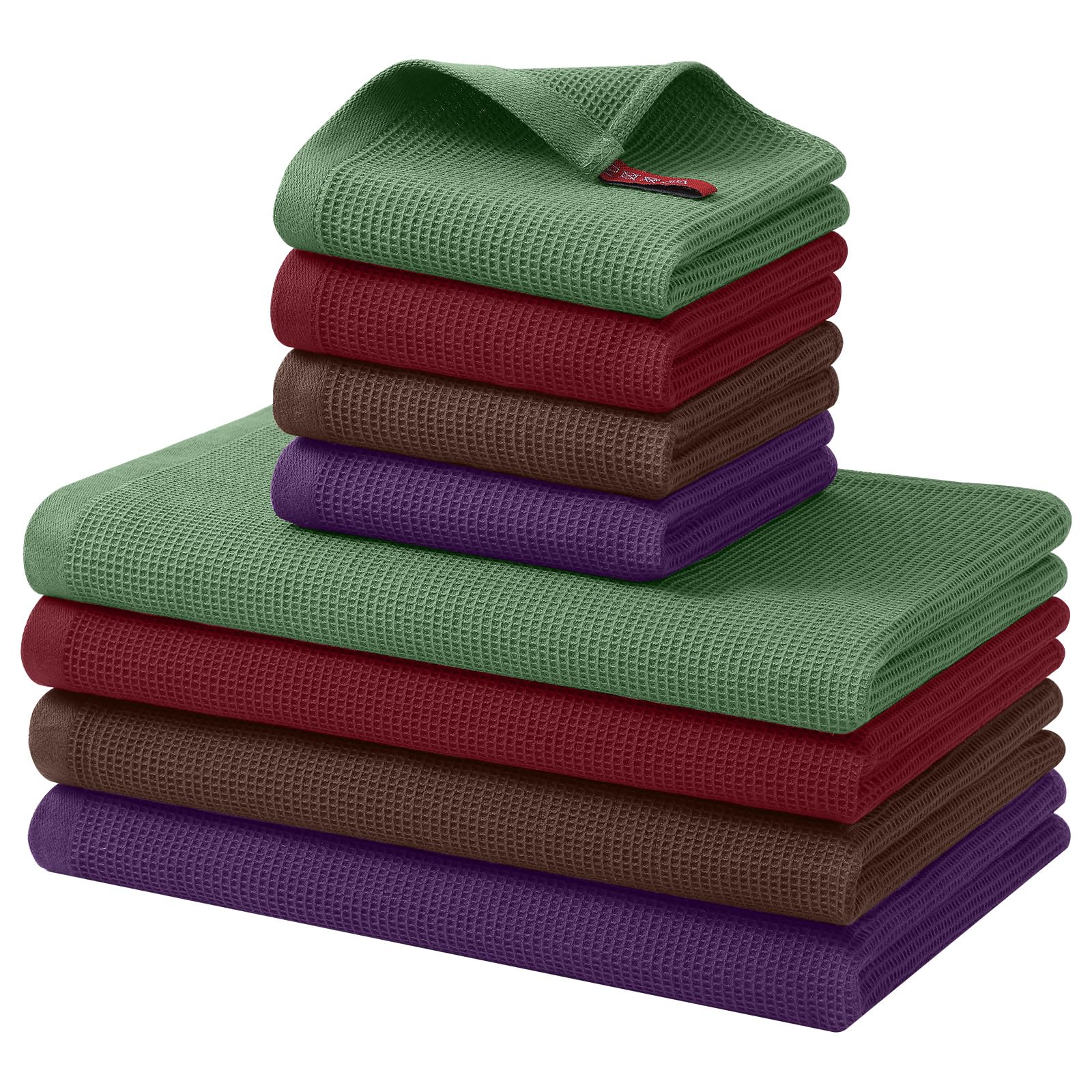 100% Cotton Kitchen Towels and Dishcloths Set (8 Count)