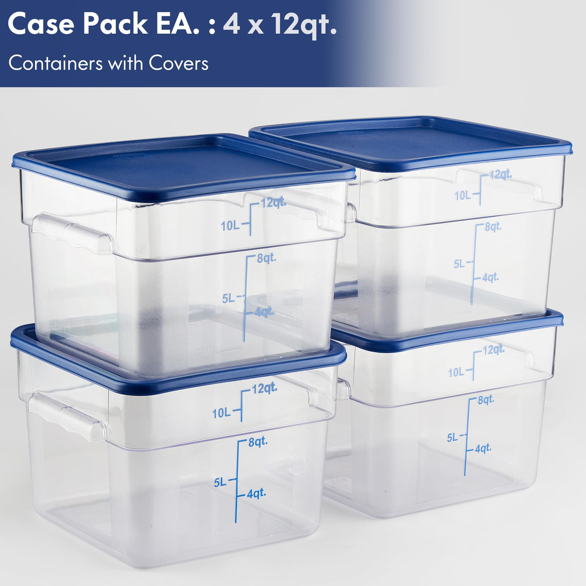 4 Pack Food Storage Containers with Blue Lids (4 Count)