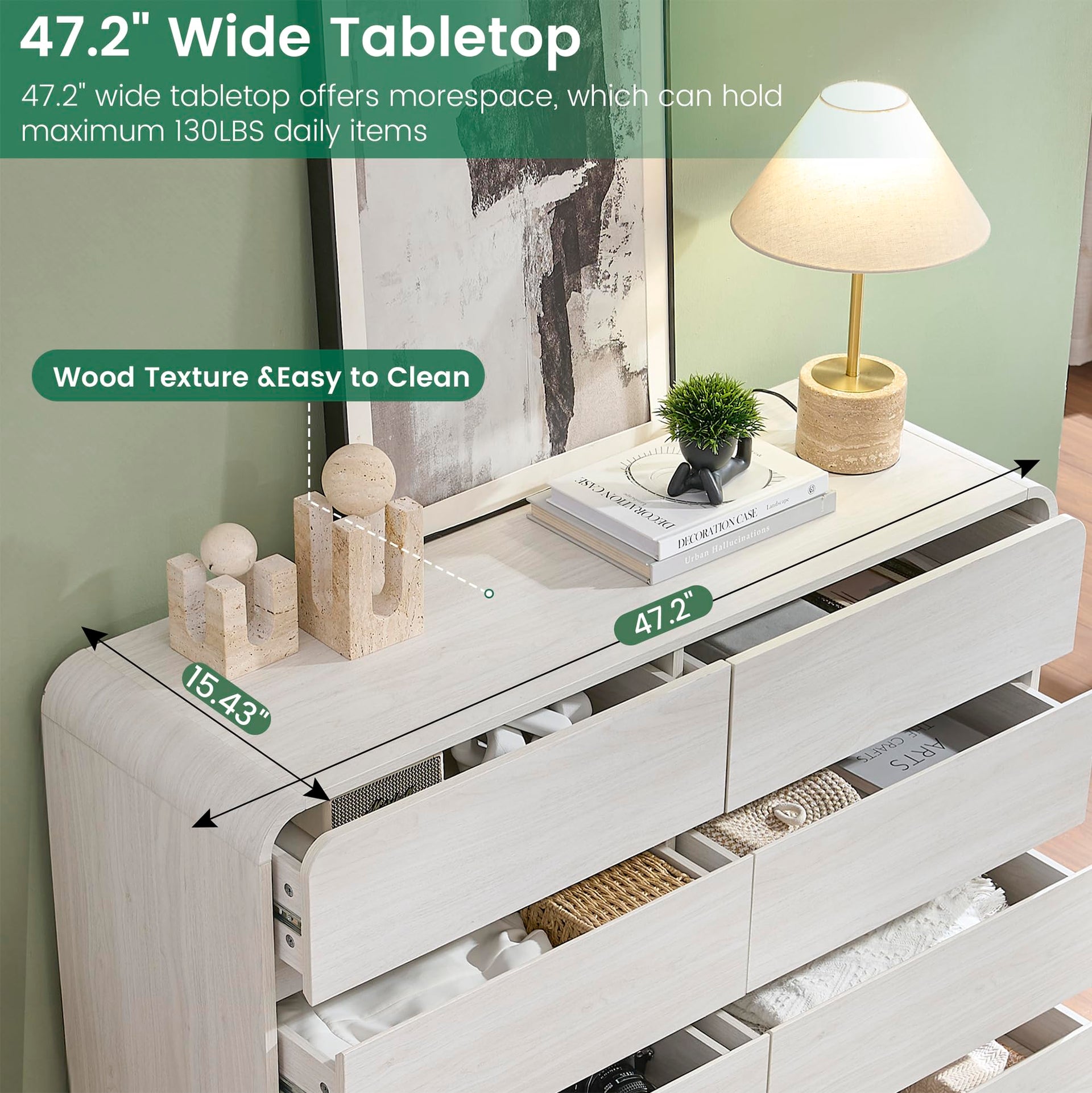 47’’ Wide Dresser with 8 Drawers
