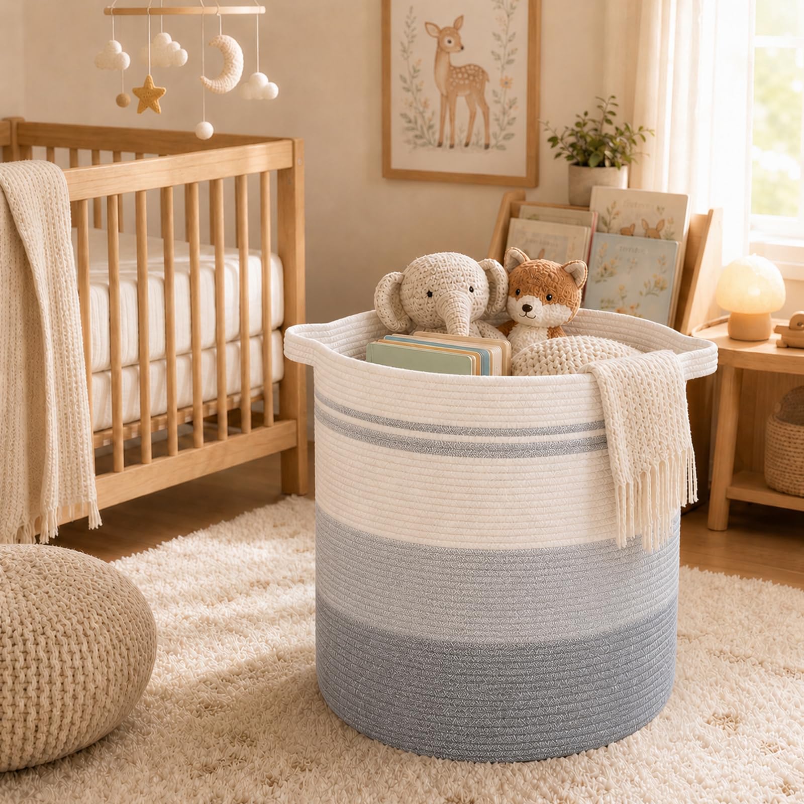 80L Laundry Basket Laundry Hamper Nursery Hamper Gradient Gray