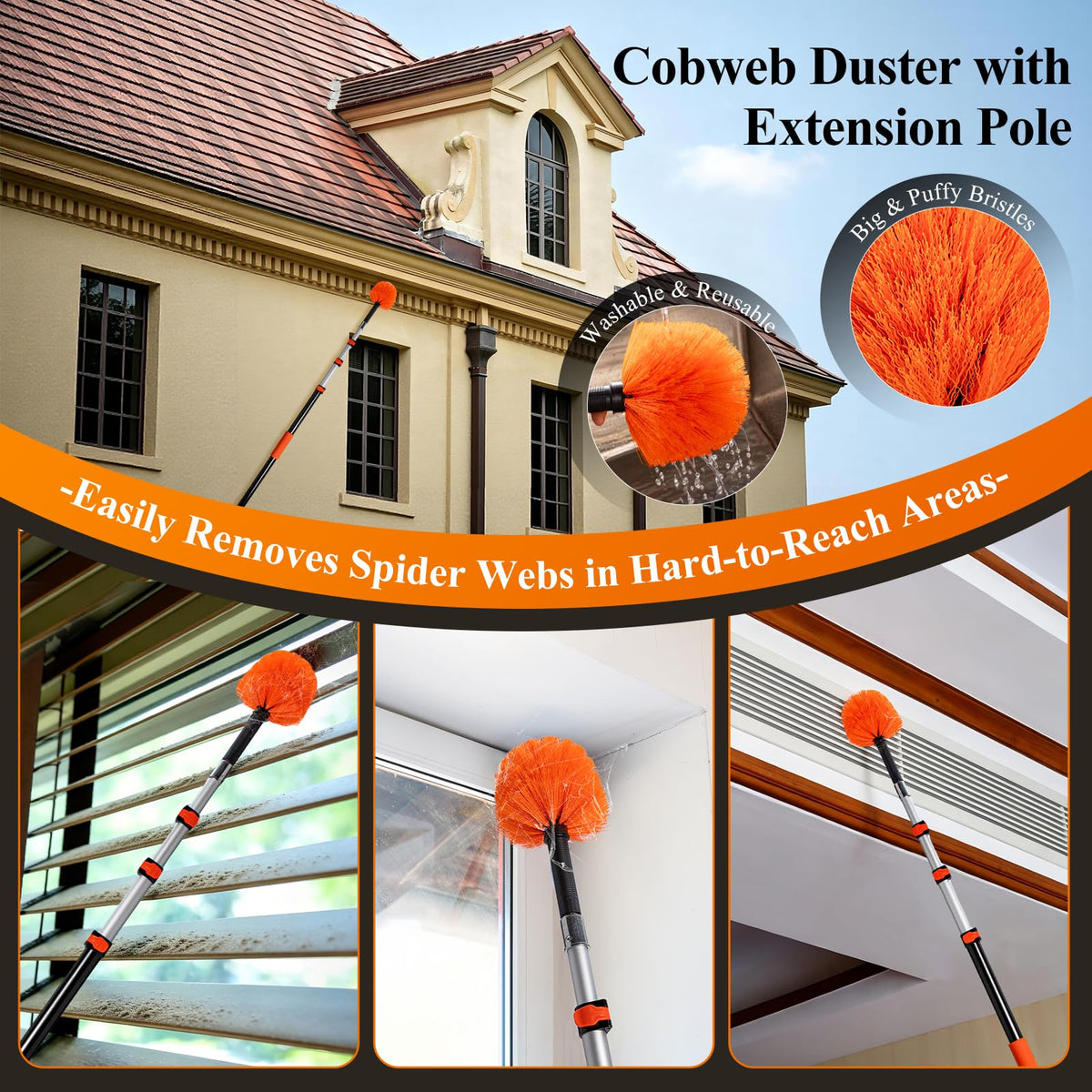 20ft Extendable Duster Kit for High Ceilings with Extension Pole