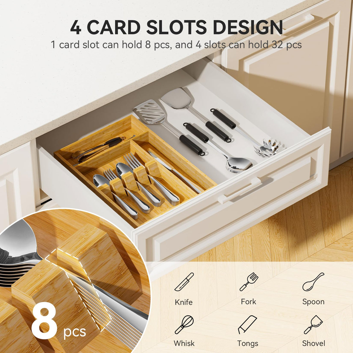 Bamboo Silverware Organizer