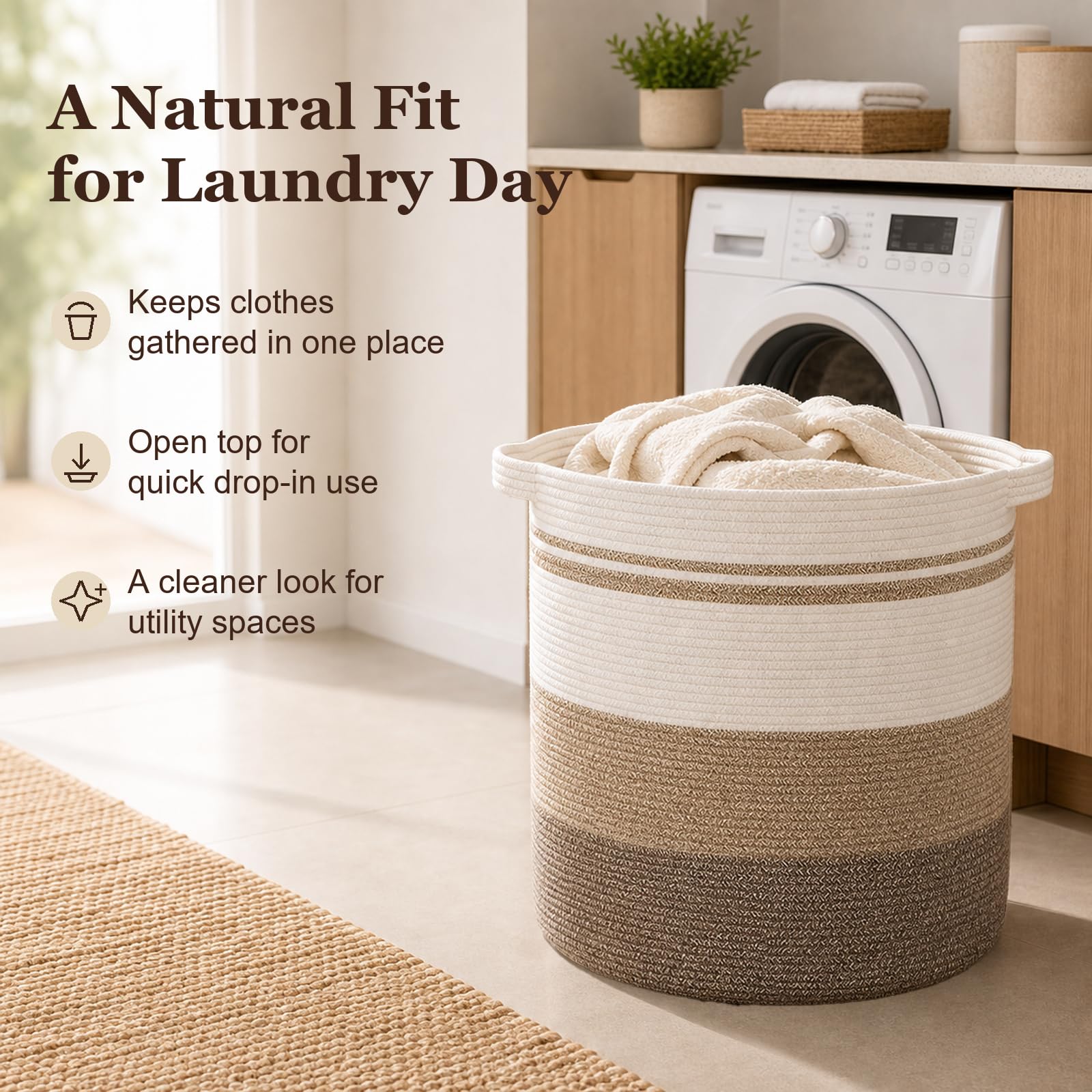 80L Laundry Baskets Hamper with Handles