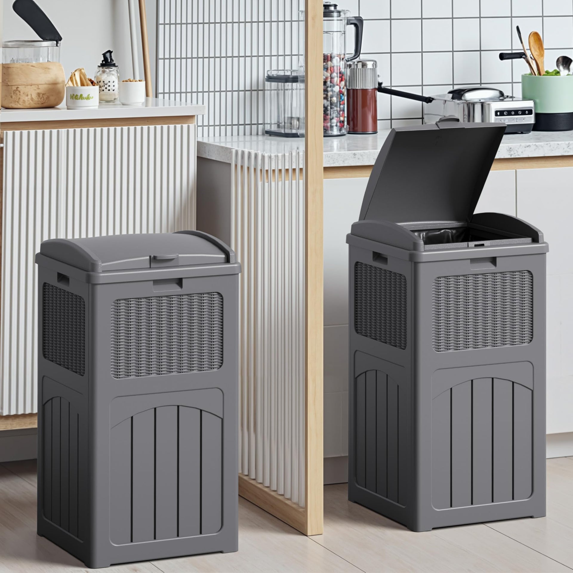 33 Gallon Outdoor Trash Can with Dual Lid (2 Count)