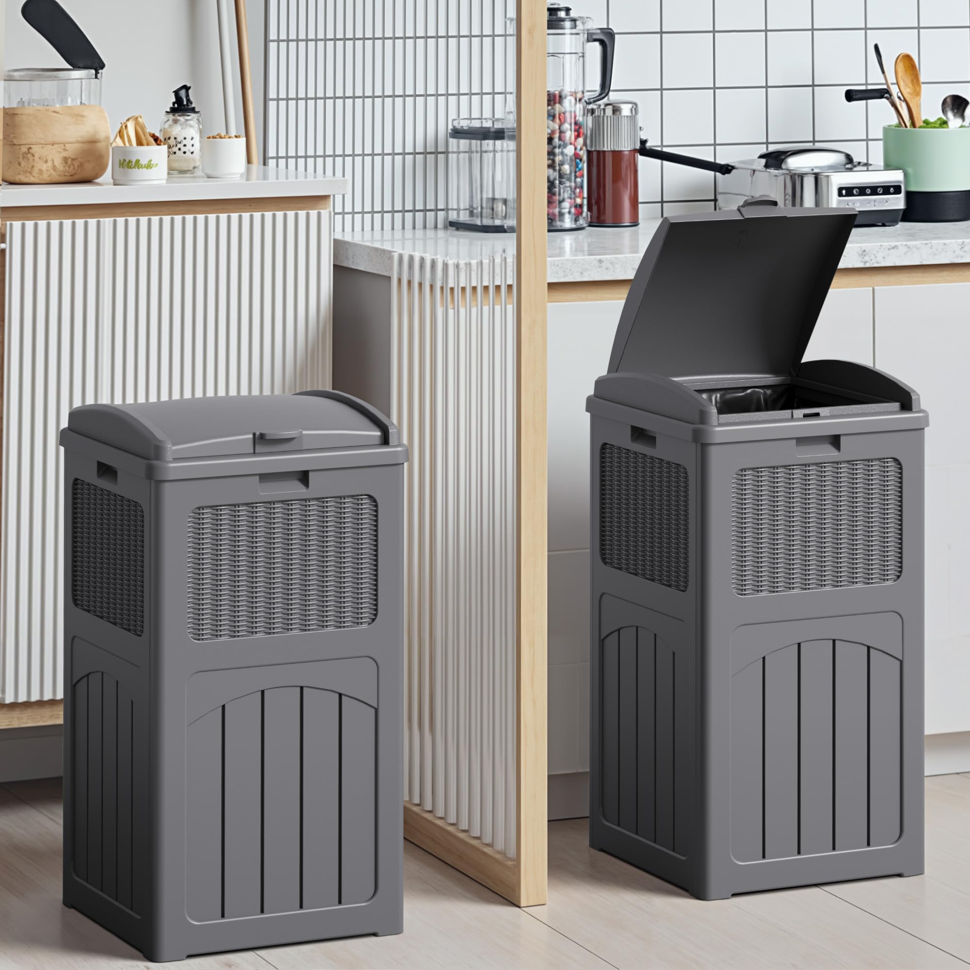 33 Gallon Outdoor Trash Can with Dual Lid (2 Count)