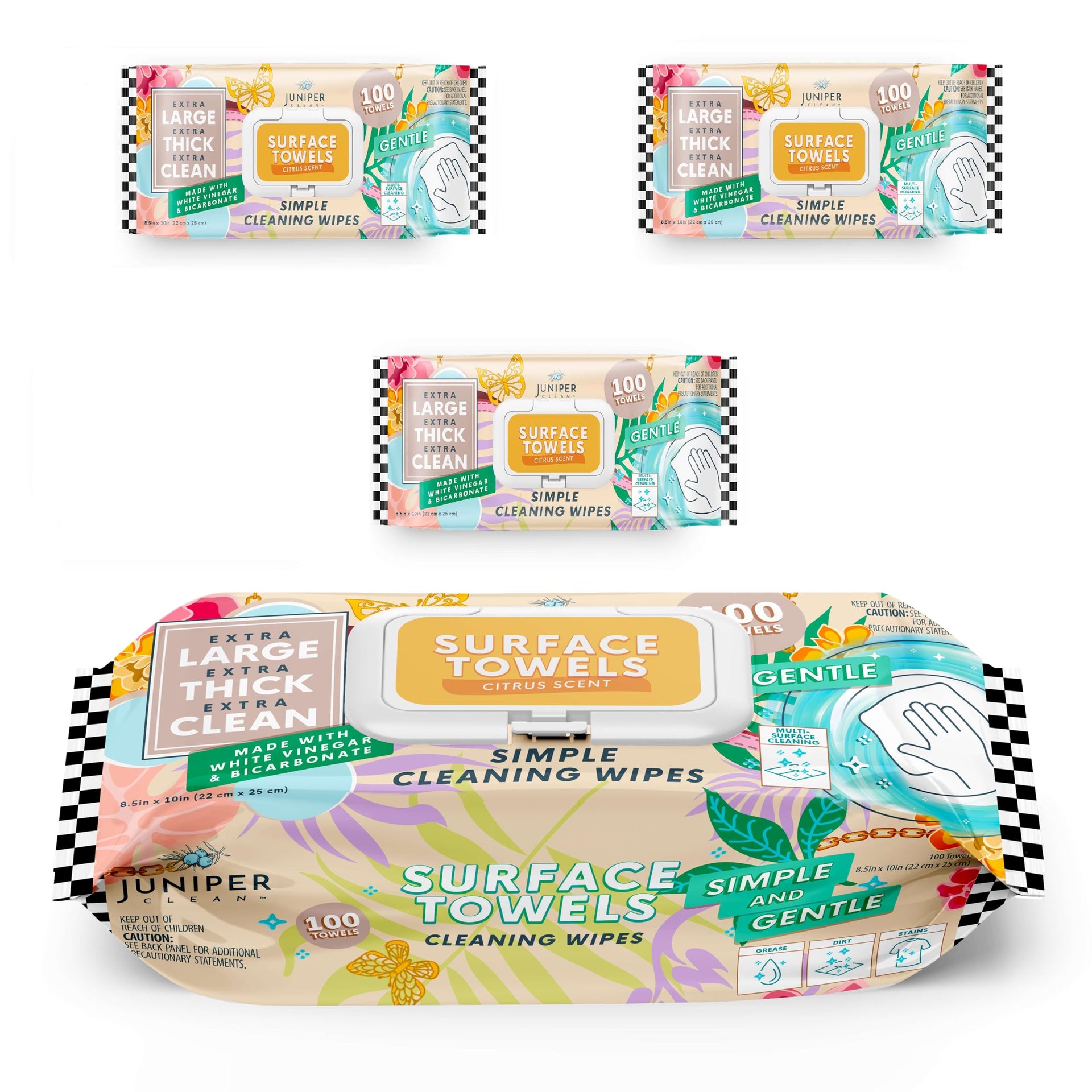 3 Packs Surface Cleaning Wipes Bleach Free (300 Count)