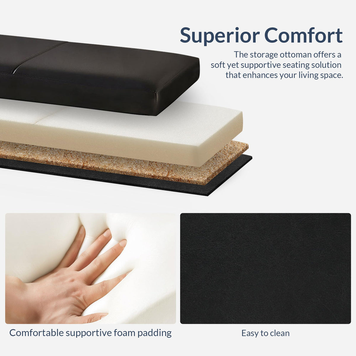 Storage Faux Leather Ottoman