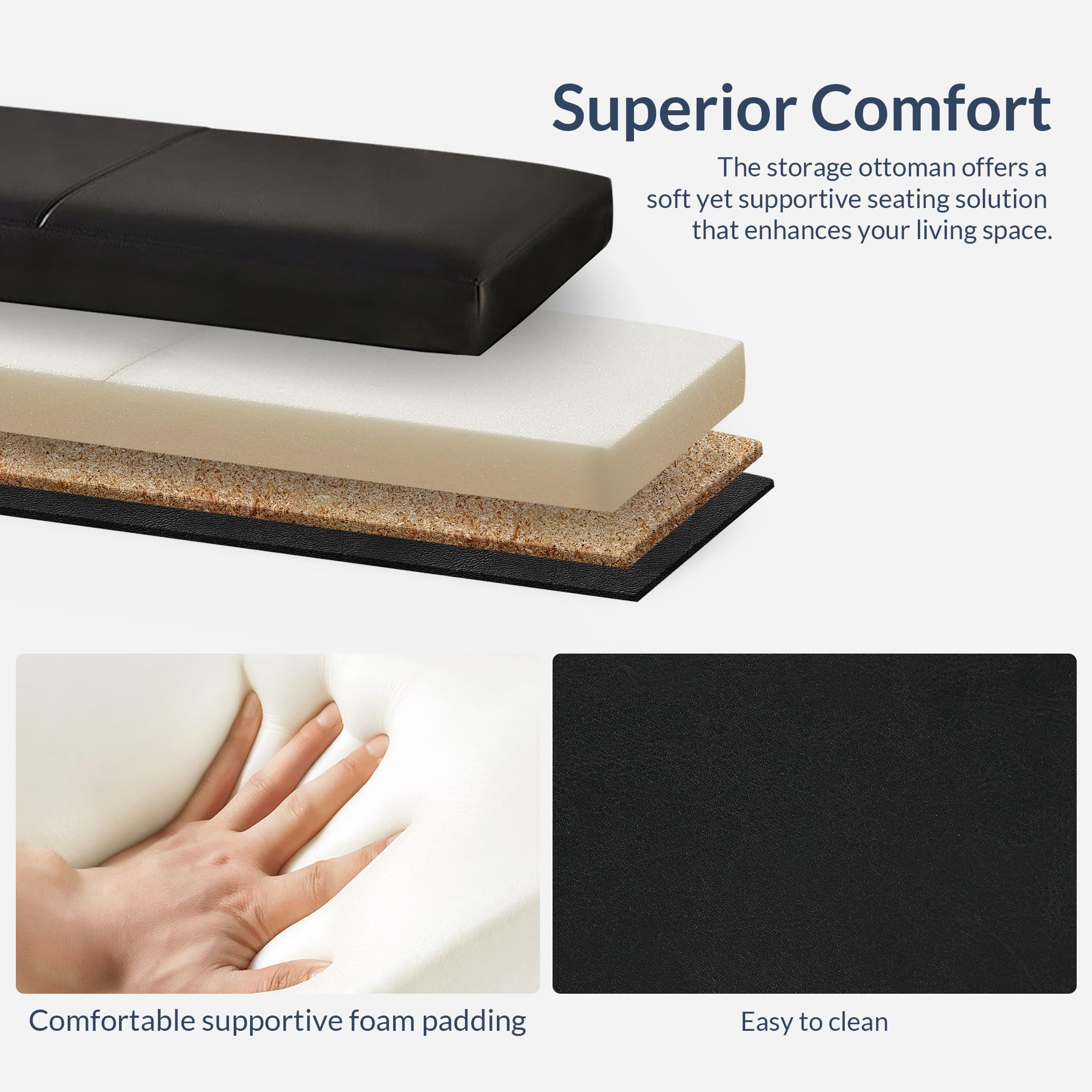 Storage Faux Leather Ottoman