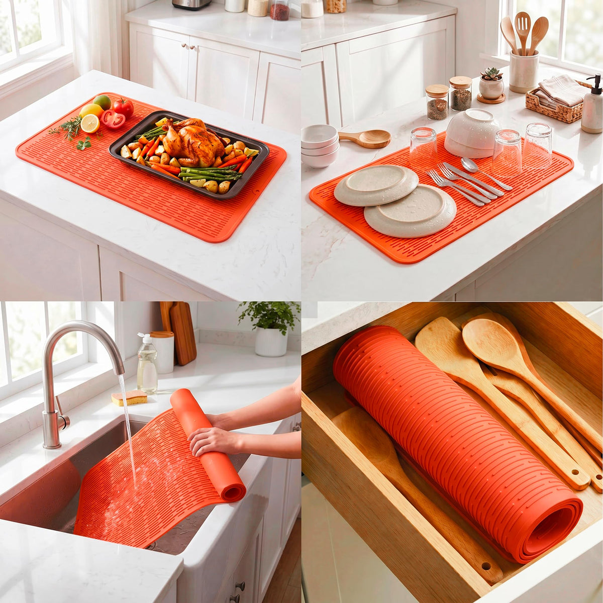 Silicone Dish Drying Mat for Multiple Usage