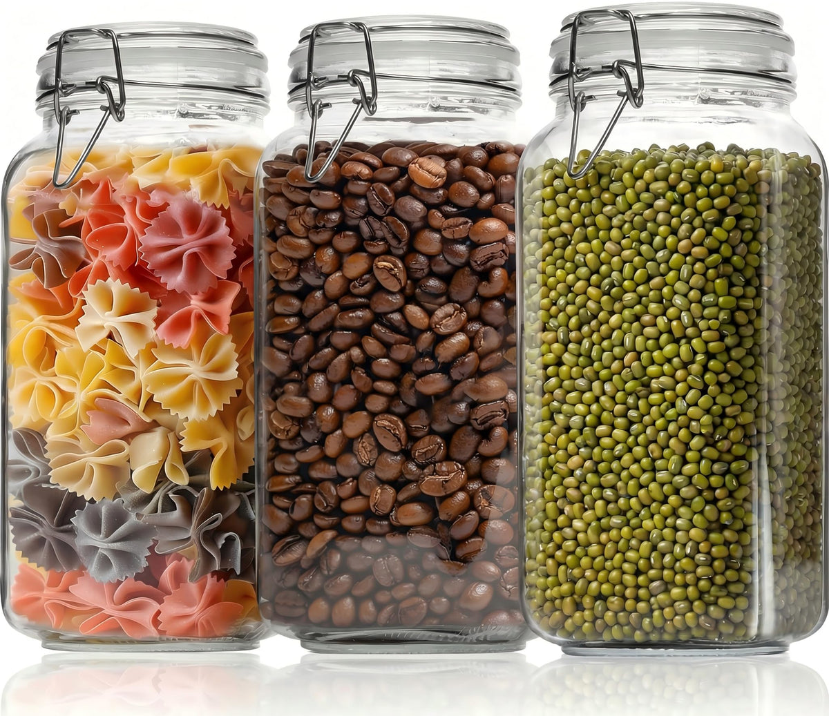 78oz Large Square Glass Jars with Airtight Lids (3 Count)